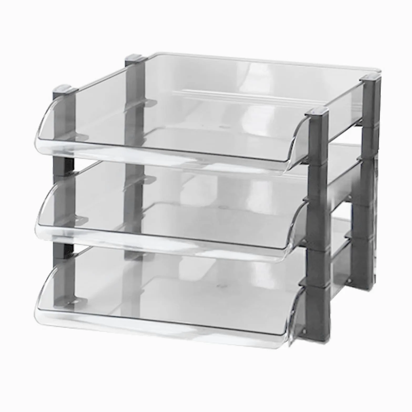 Vassoio per Documenti da Scrivania, Scaffale per Ufficio in Acrilico a Strati (Trasparente 3 Strati 280x372x247mm)