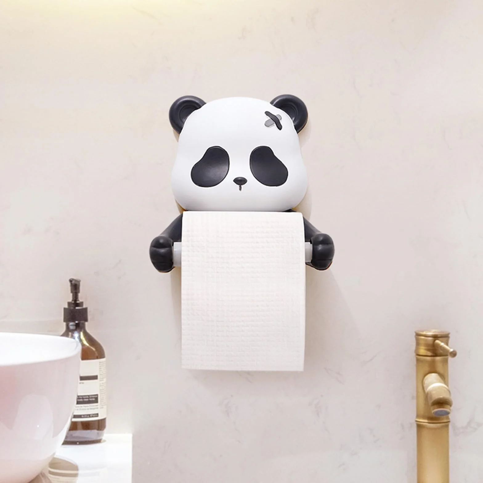 Panda Portarotolo Carta igienica Da Parete Non Forare Necessario Carta igienica Portarotolo Per Bambini Decorazione Bagno