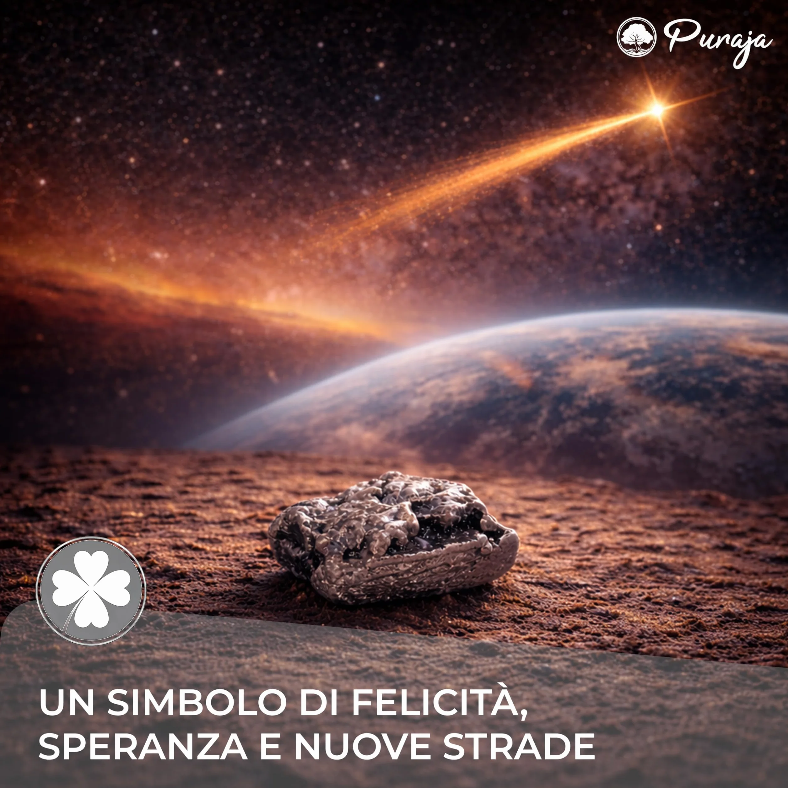 PURAJA Meteorite Vera Stella cadente con Certificato | Regalo per Compleanni, Matrimoni, anniversari | Portafortuna