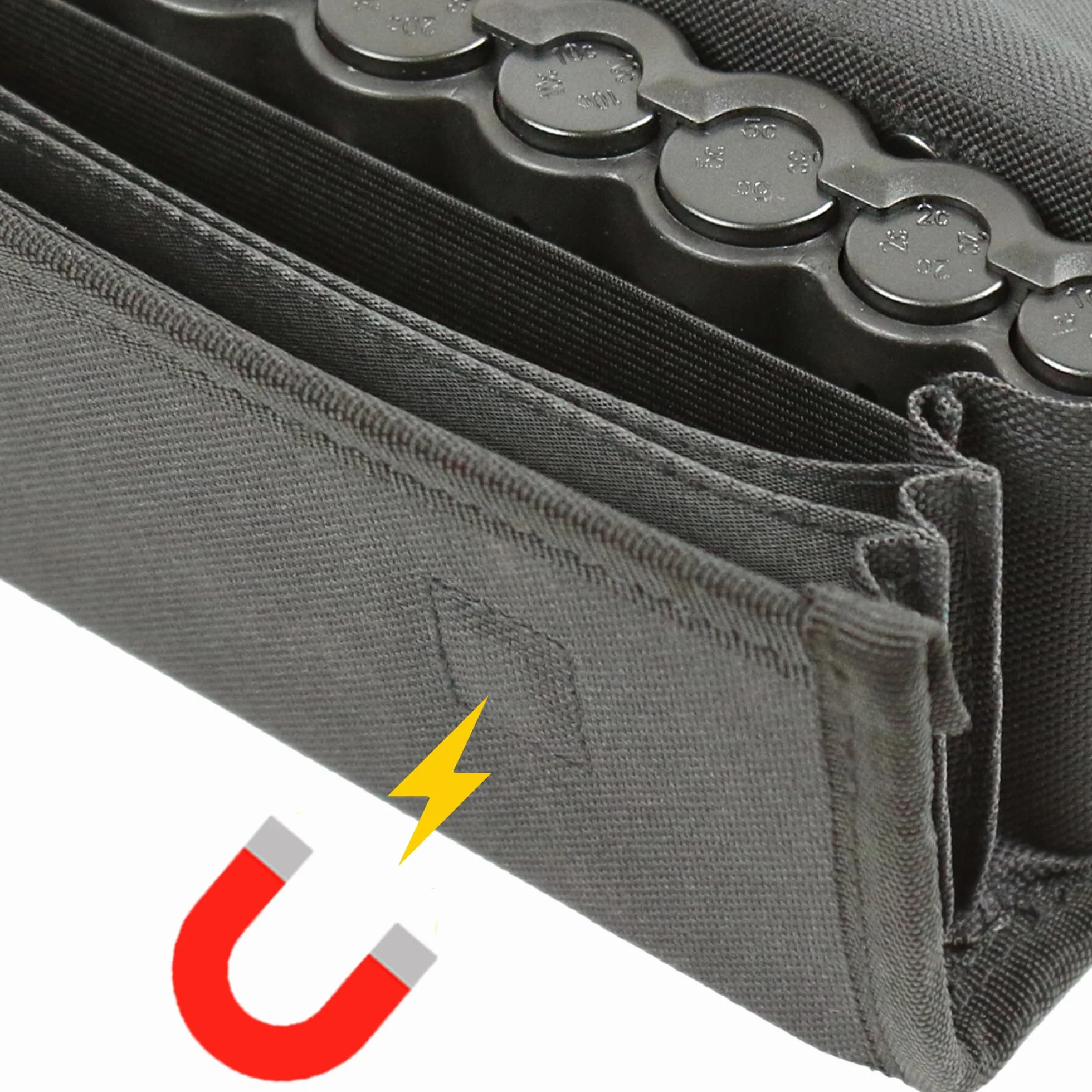 Monepass - Borsa da Cameriere con Cambiamonete in Abs nero inclusa (8 pezzi). Chiusura Magnetica - Versione per l'uso quotidiano