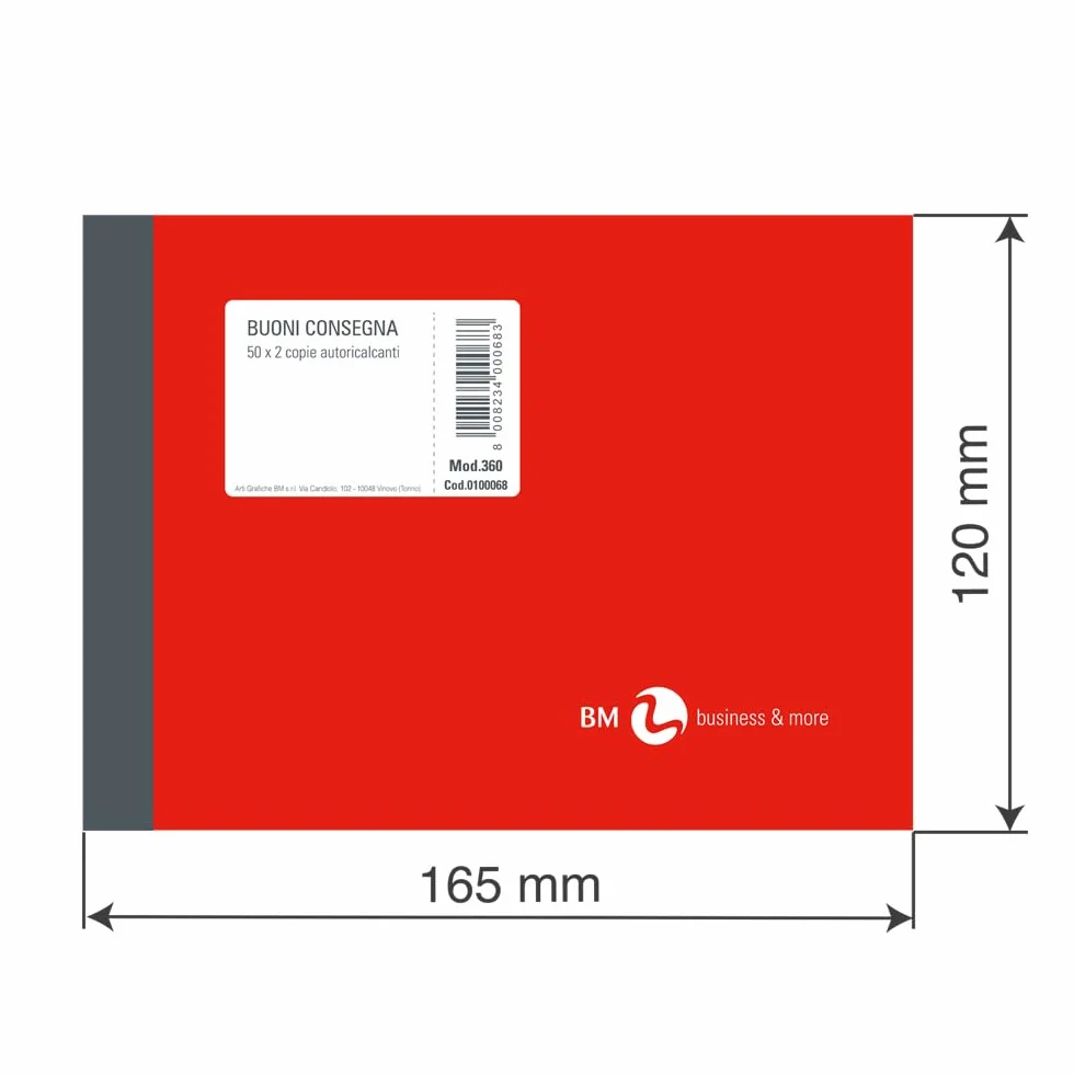 BeMore Modello 360 Blocchetti Buono Di Consegna 2 Copie Autocopianti 50 Moduli 12x16,5cm Confezione 10 Pezzi