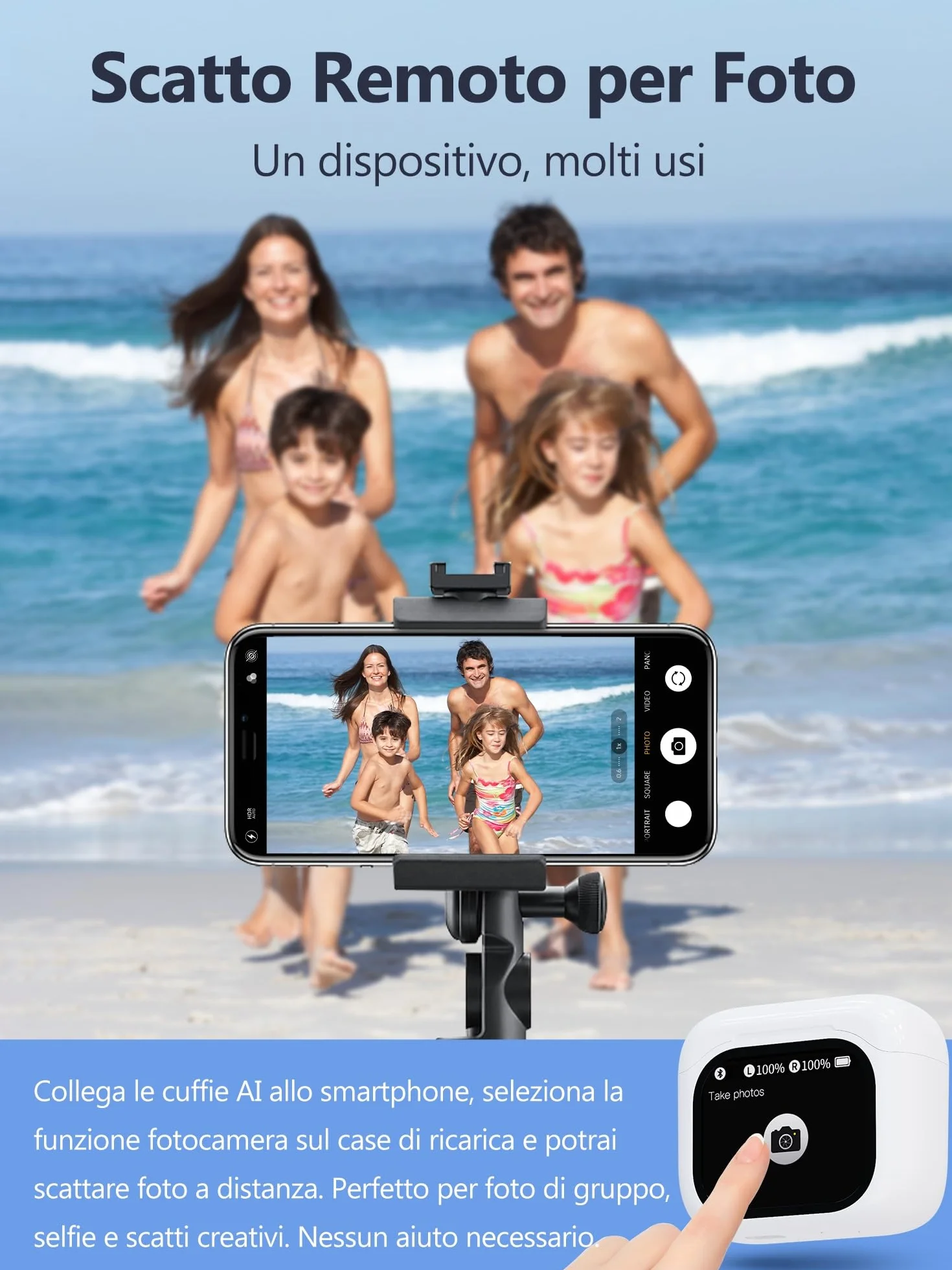 AI Cuffie Traduzione Simultanea Vocale：3-in-1 Bluetooth Auricolari Traduttore LCD Touch 156 Lingue - 7 EQ Asistente de IA e Telecomando per Foto – Isolamento Rumore In-Ear per Viaggi Studio Business