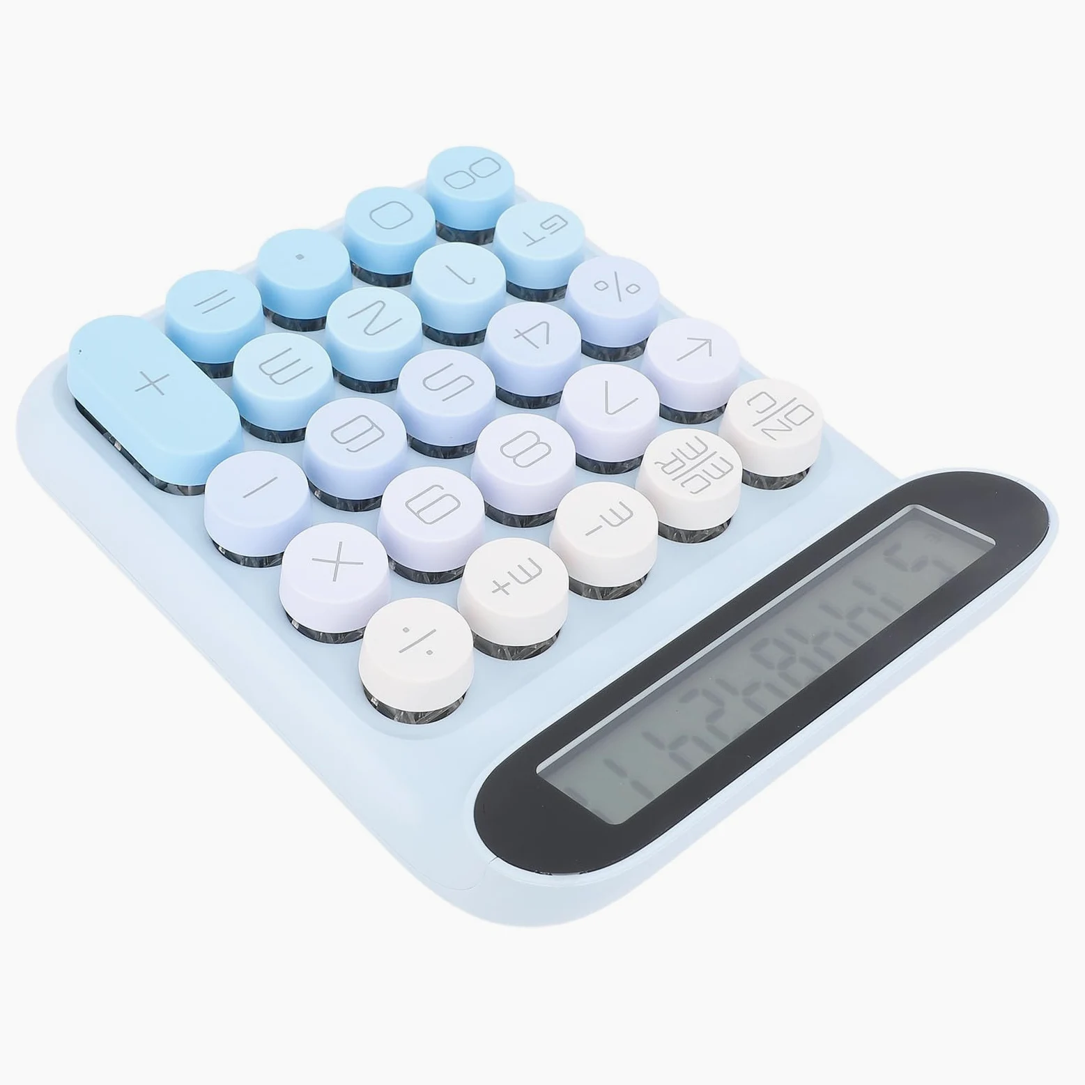 Fabater Calcolatrice Meccanica, 24 Tasti Interruttore Blu Tasti Meccanici Display LCD Copritasti Rimovibili Calcolatrice da Tavolo, Carina con Cuscinetti Antiscivolo e Risparmio Energetico per (BLUE)