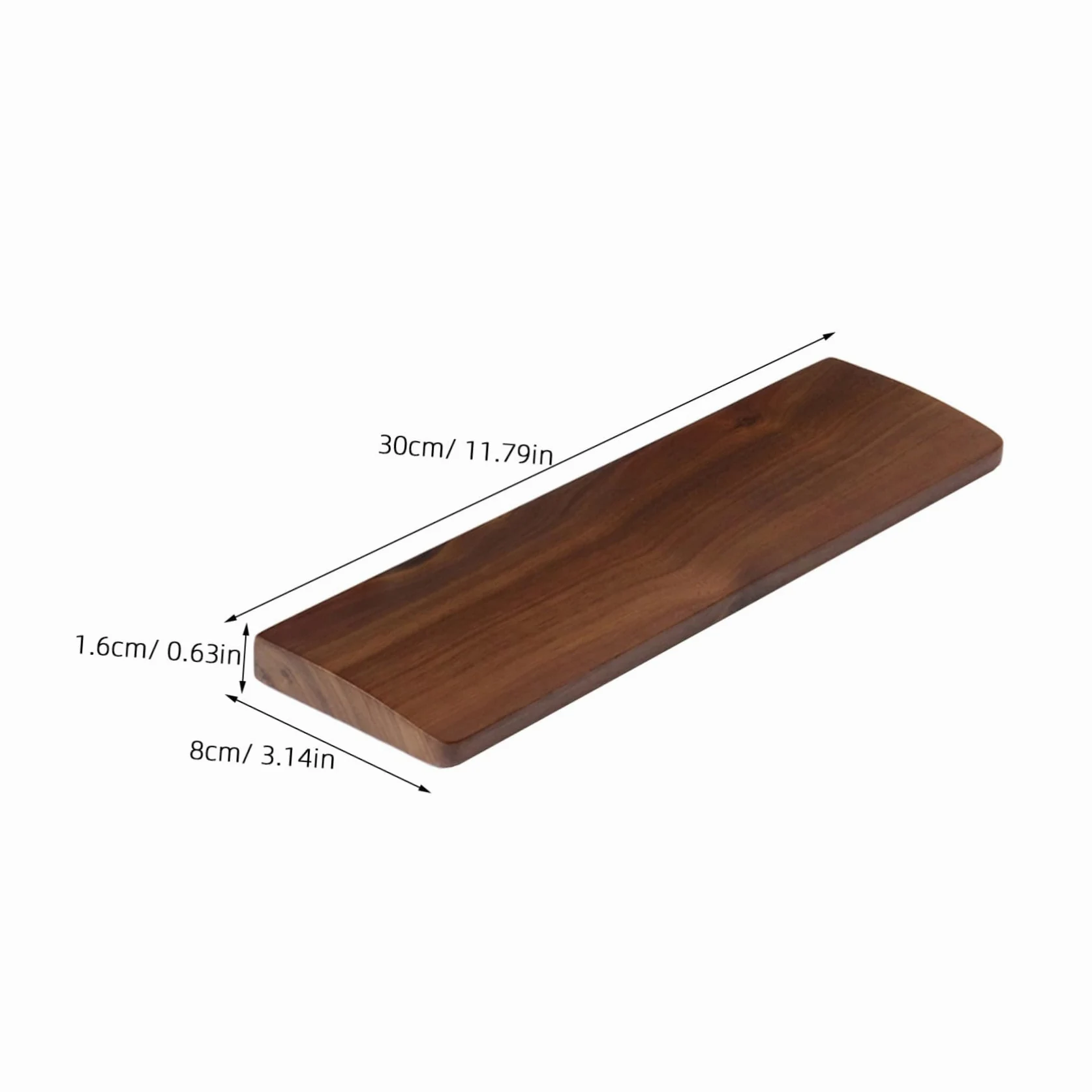 Poggiapolsi Ergonomico in Legno di Noce 300mm per Tastiera | Tonalità Caffè, Venatura Naturale del Legno, Misura 300×80mm, Finitura Elegante e Lavorazione Curata