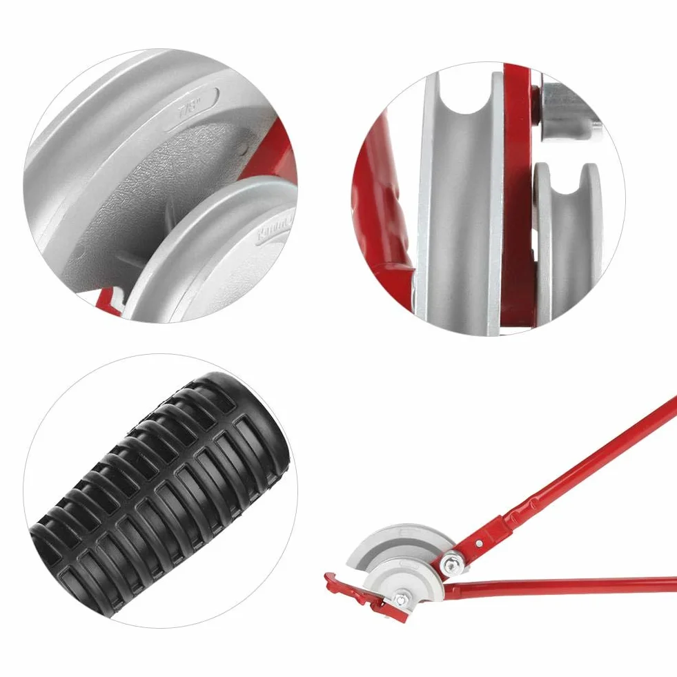 Piegatubi Curvatubo Professionale 2 in 1 Heavy Duty per Tubi Rame Alluminio 15 mm 22 mm Rosso