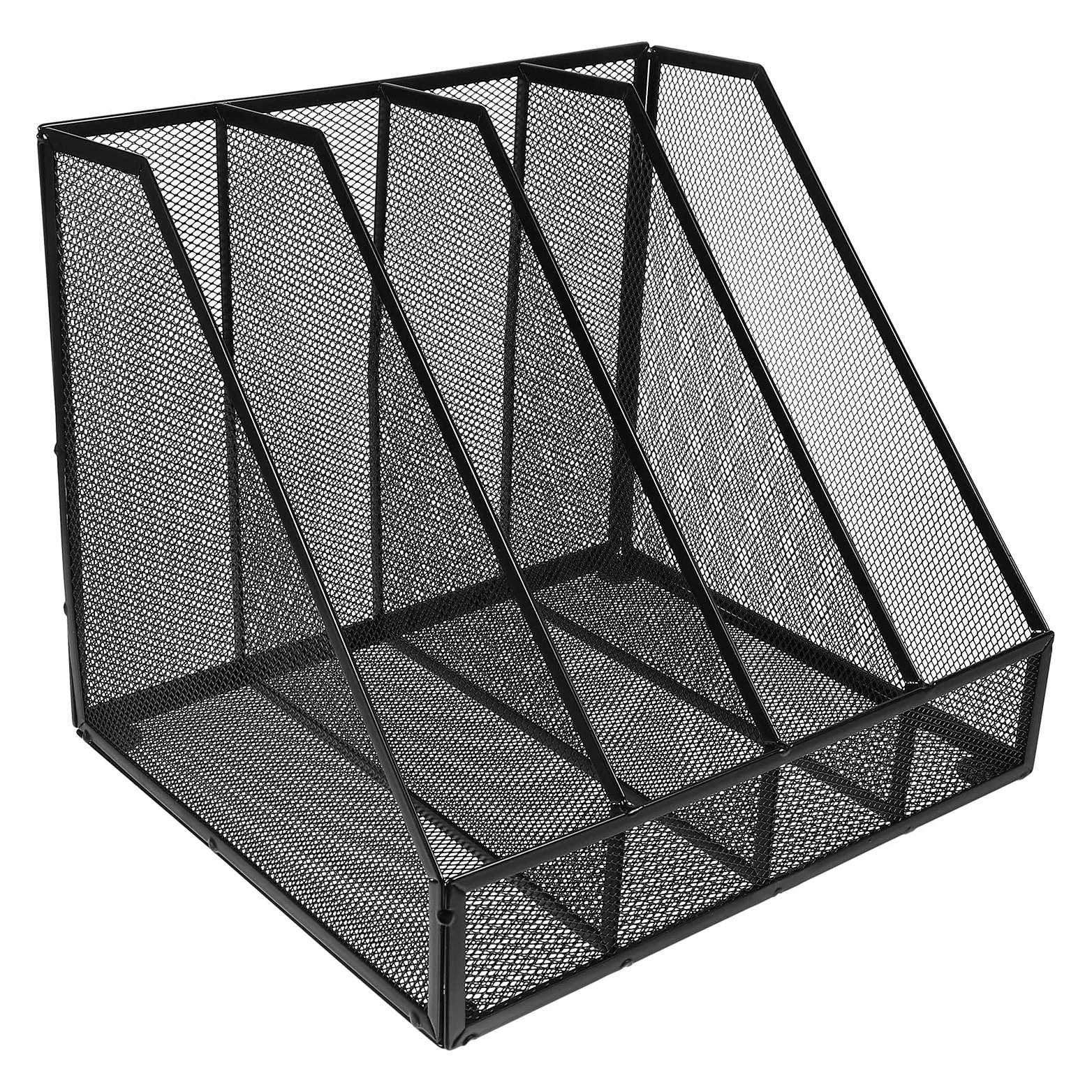File Rack da Scrivania A4 Nero in Ferro, Organizer Verticale a 4 Scomparti | Documenti e Riviste, Festa Scuola Decor, Struttura Robusta per Casa e Ufficio
