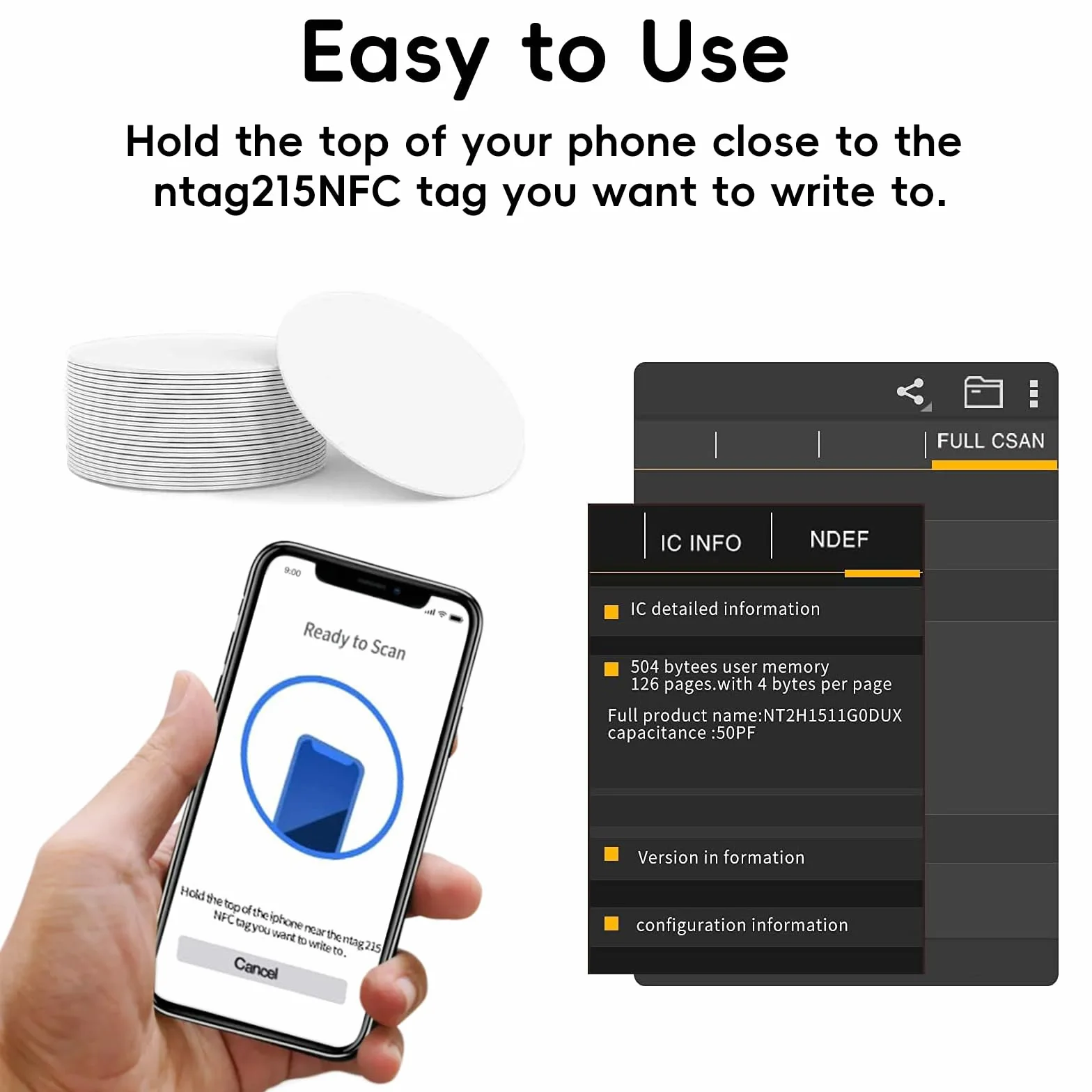 NFC Tag Ntag215 25 Pezzi Adesivi Riscrivibili 504 Byte 25 Mm Compatibili Smartphone NFC