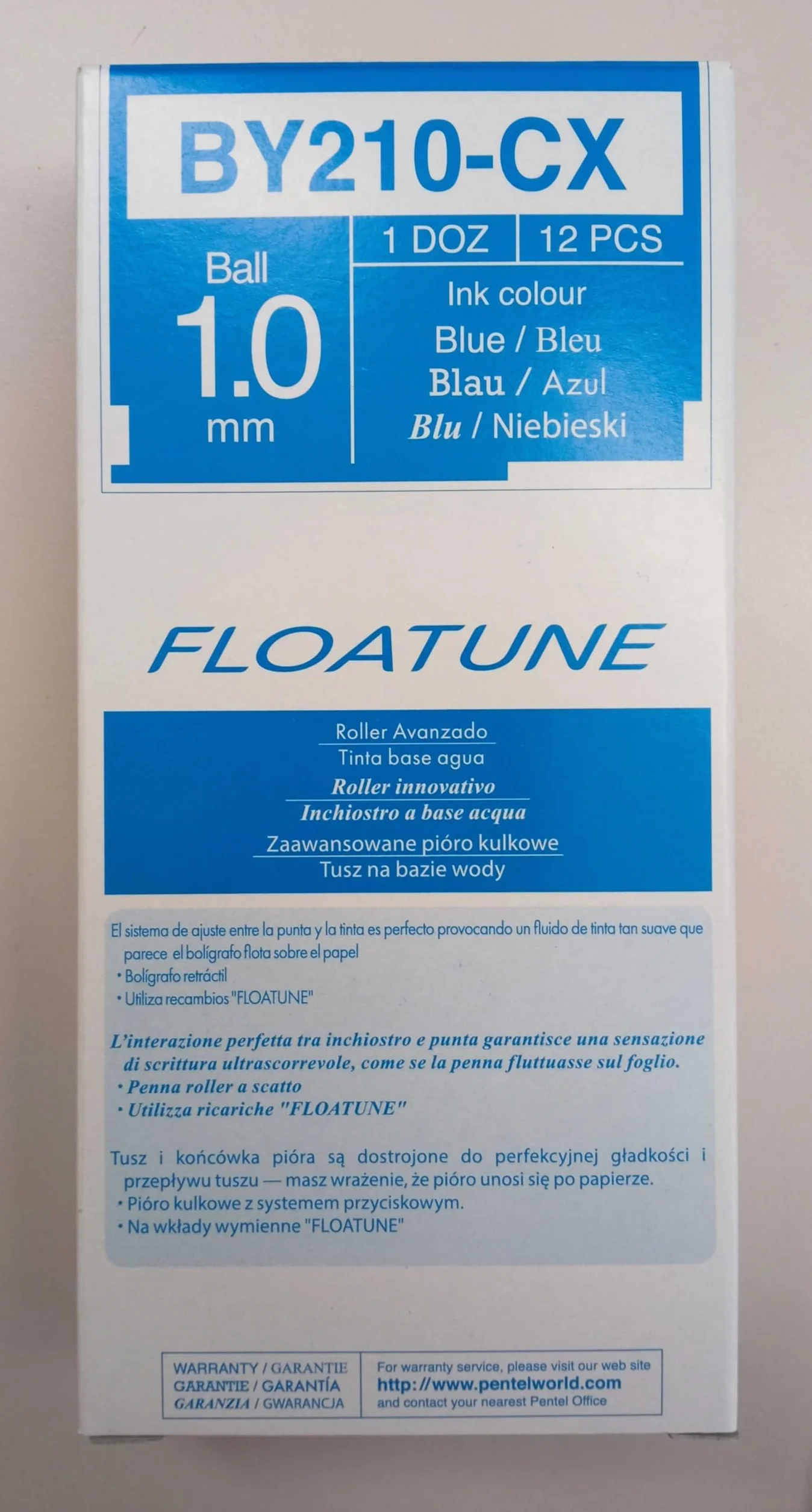 Pentel Floatune BY210 roller a scatto blu punta media 1,0 mm 2 pz