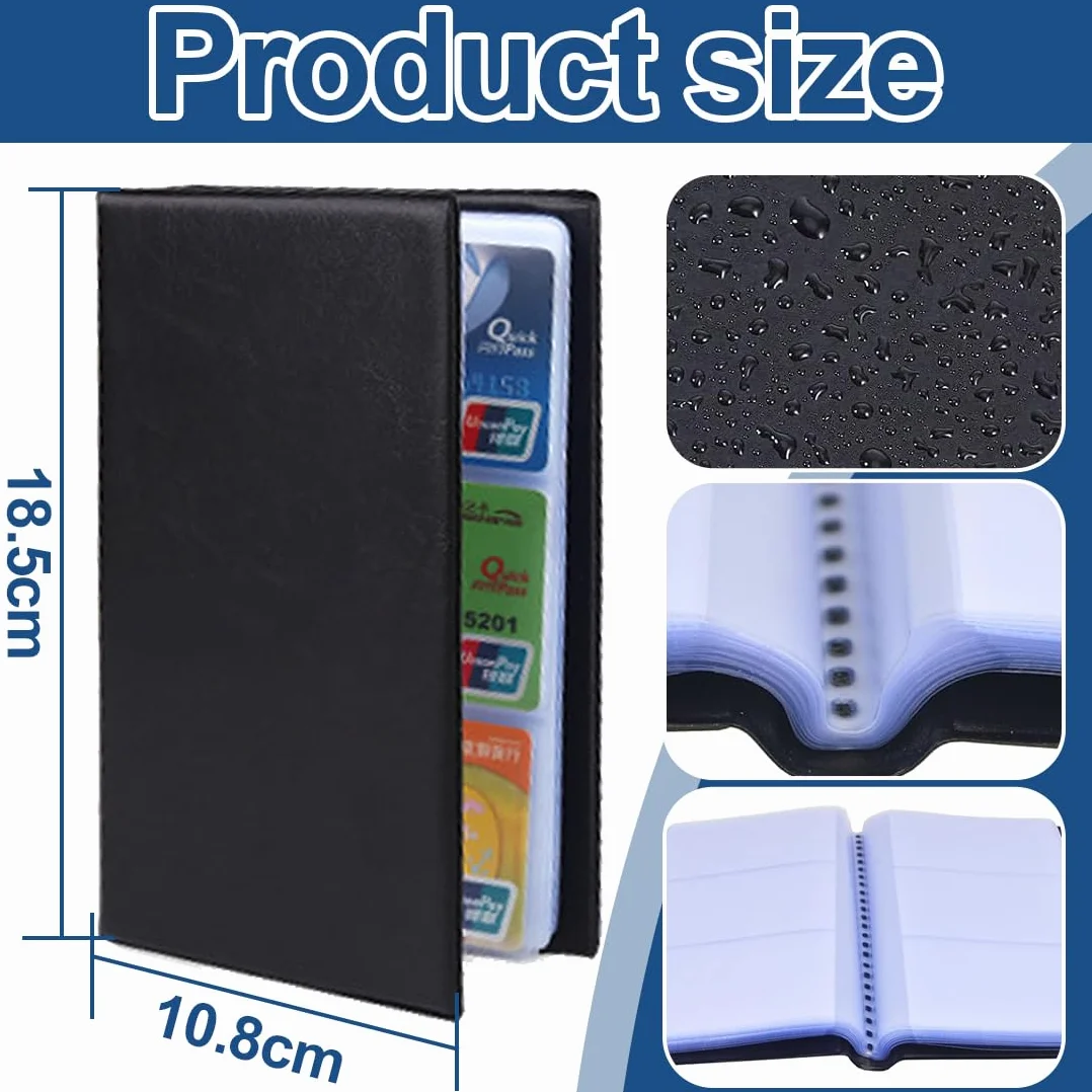 Porta Biglietti da Visita in PVC Trasparente, Porta Carta di Credito, Libro Porta Biglietti Nero
