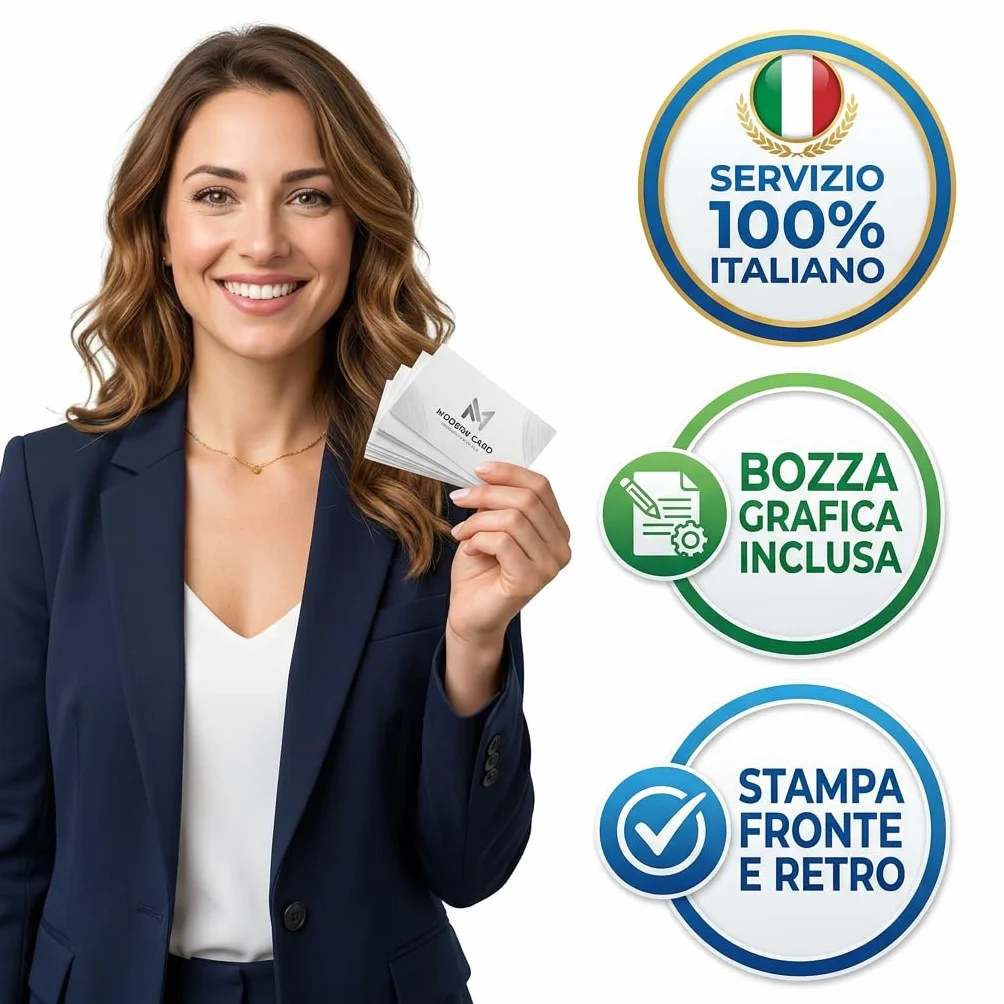 Biglietti da Visita Personalizzati 8x5 cm 50 Pezzi Fronte/Retro Angoli Arrotondati Laminazione Opaca o Brillante Made in Italy