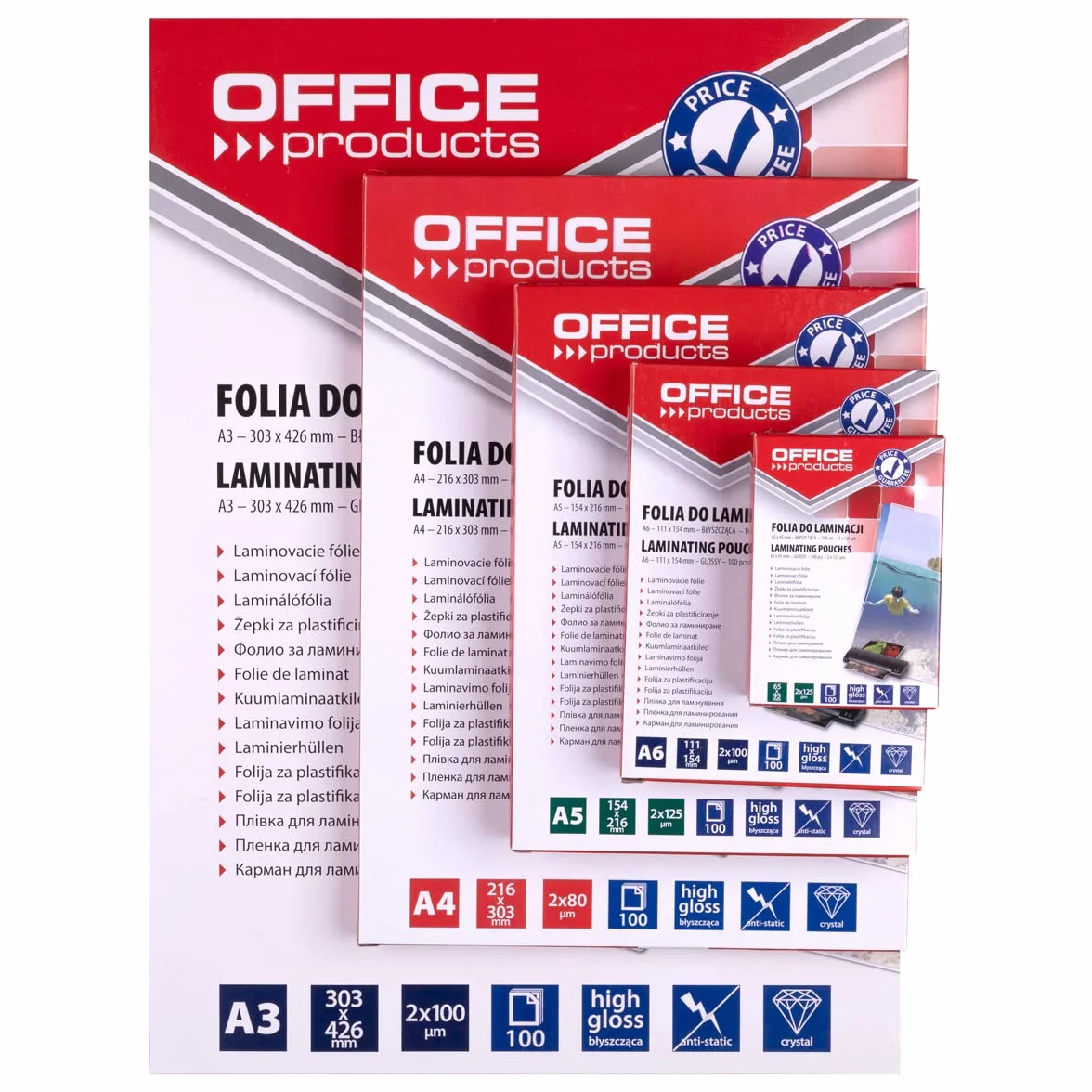 Fogli Plastificatrice A4 2x80 Micron 100 Pezzi Finitura Lucida