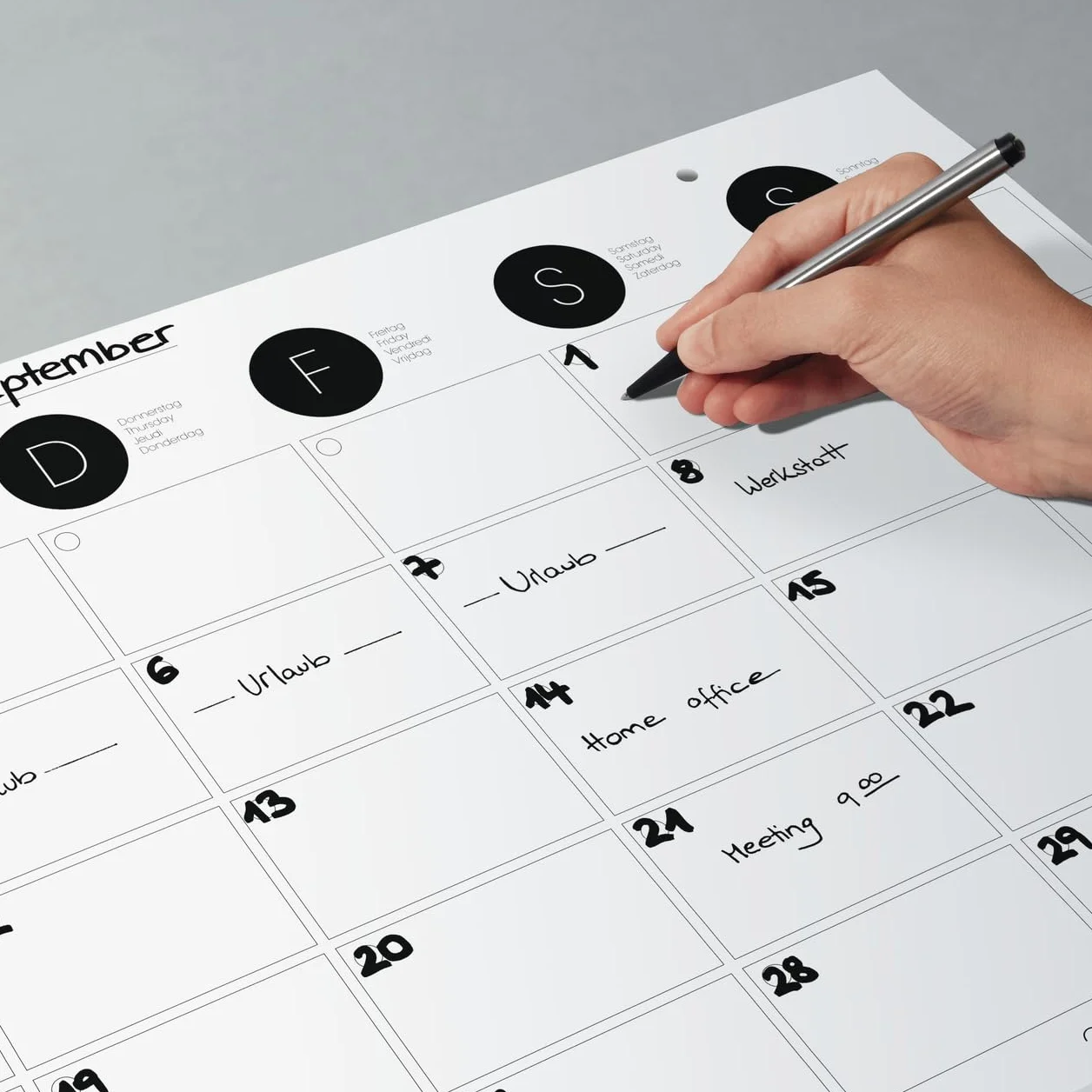 SIGEL H6550 Sottomano di carta planner mensile A2 2026/2027/2028 DE/EN/FR/NL 12 foglie FSC