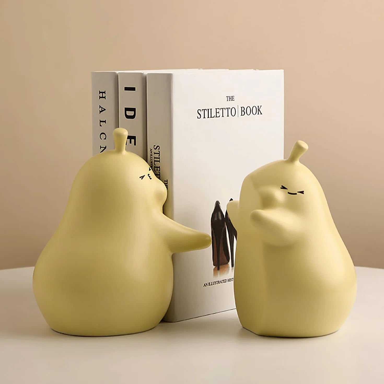 Serra Libro Pera 1 Coppia Ceramica Decorativa per Scuola Ufficio Casa Giallo