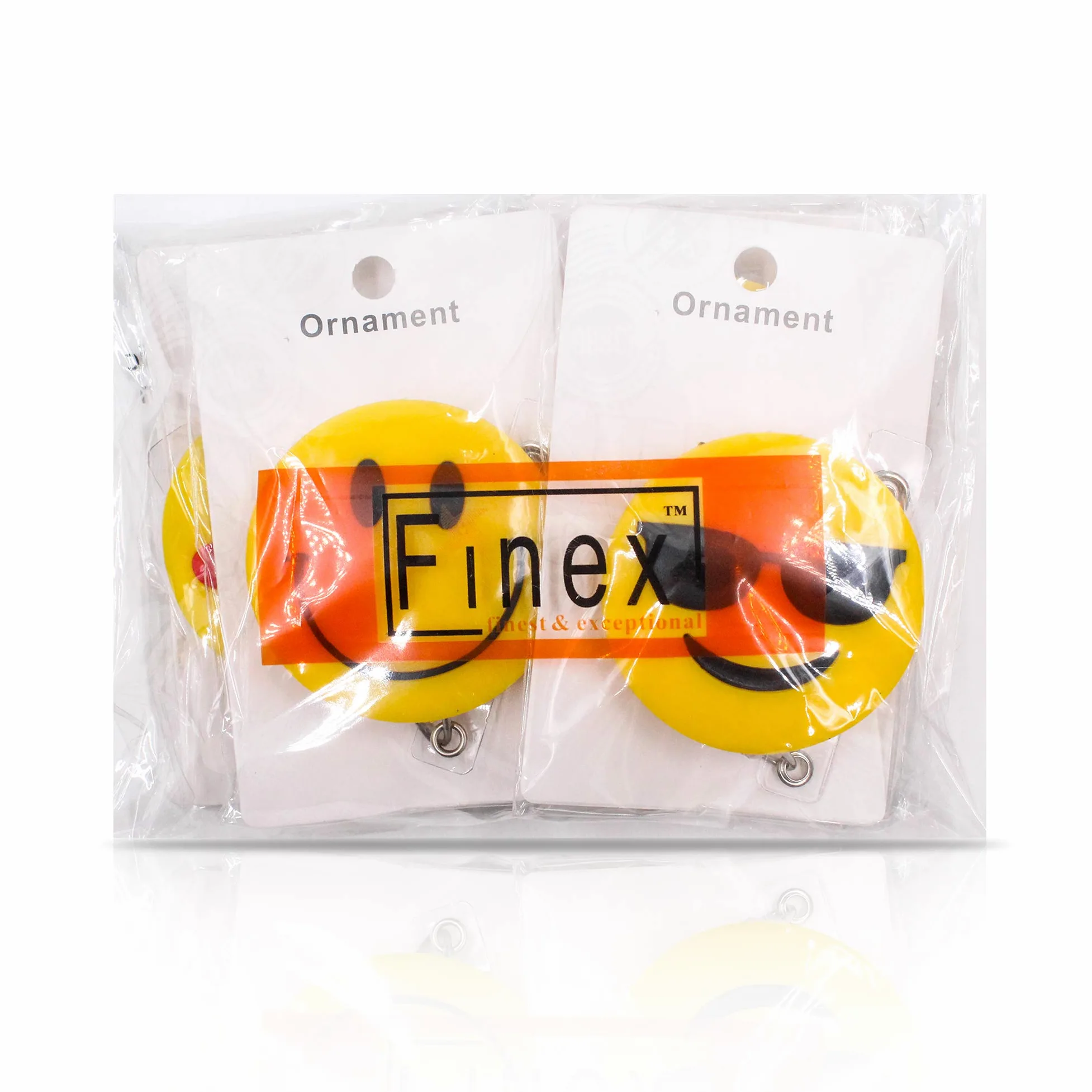 Finex Set da 4 pezzi con clip per badge identificativo sorridente, bobina retrattile, supporto per ufficio, lavoro, infermiera, targhetta, badge, targhette, porta tessere, carino, 76,2 cm, prolunga