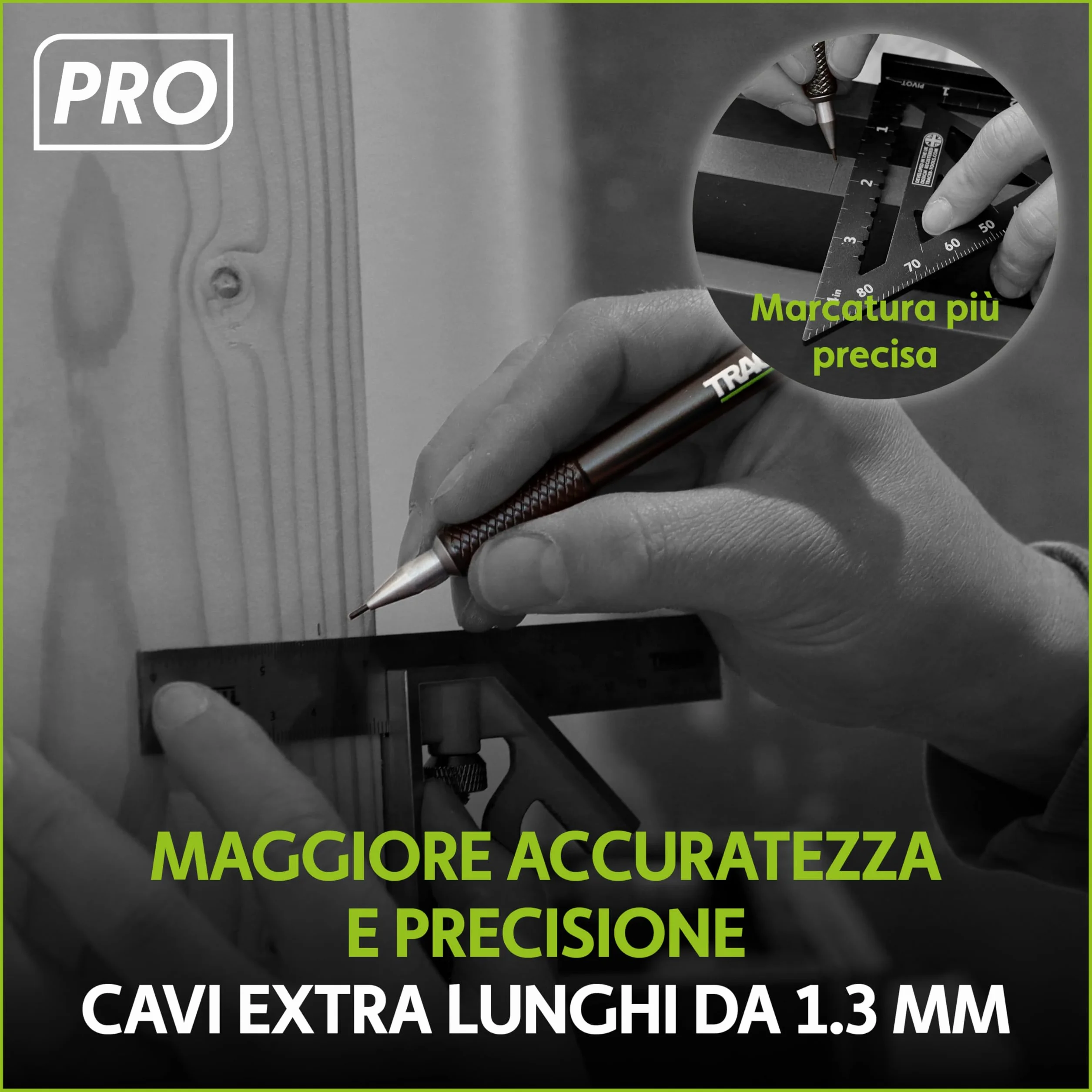 Tracer Pro Series Set di mine di ricambio per matita di precisione 24 x 1,3 mm grafite