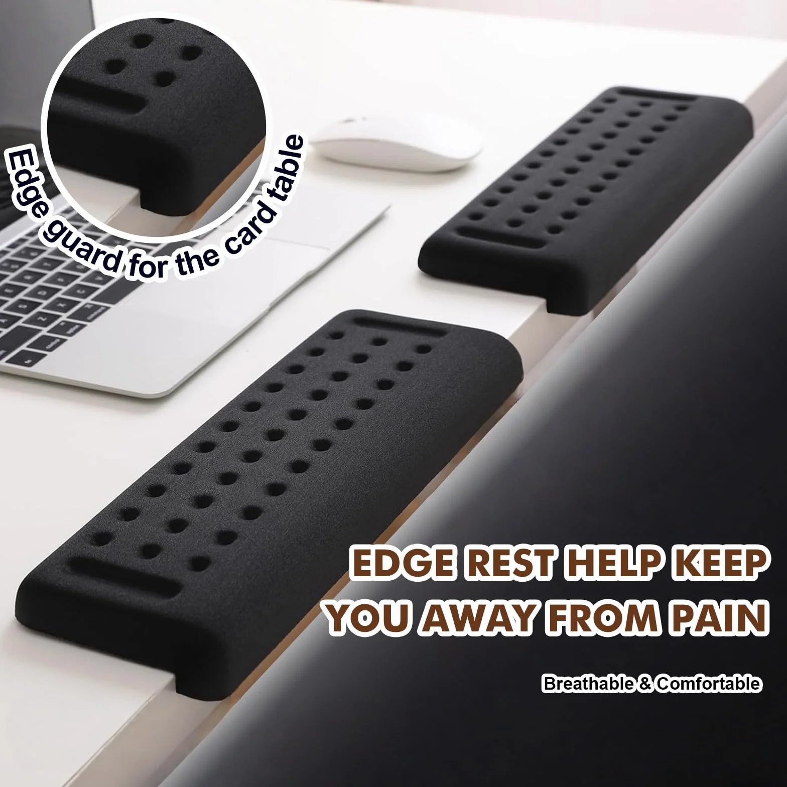 Set di 2 poggiapolsi per tastiera in memory foam, ergonomico, antiscivolo, per ufficio e casa