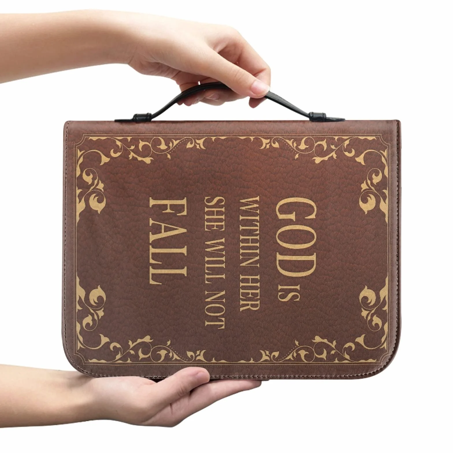 Custodia Bibbia in pelle grande con cerniera personalizzata borsa biblica donna Blu L