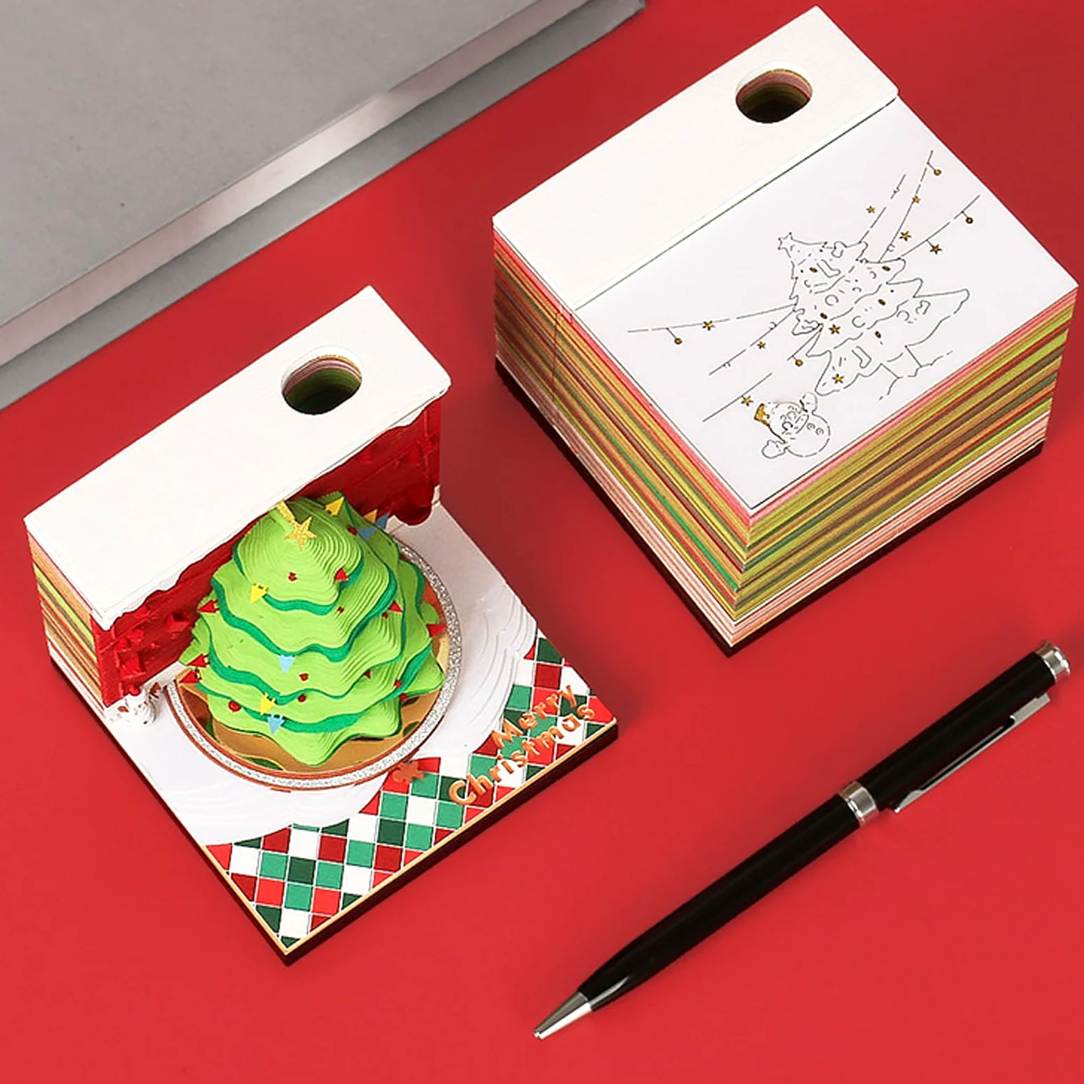 Albero di Natale 3D Memo Pad Innovativo Carving Art 3D Sticky Notes Carving Art Notepad