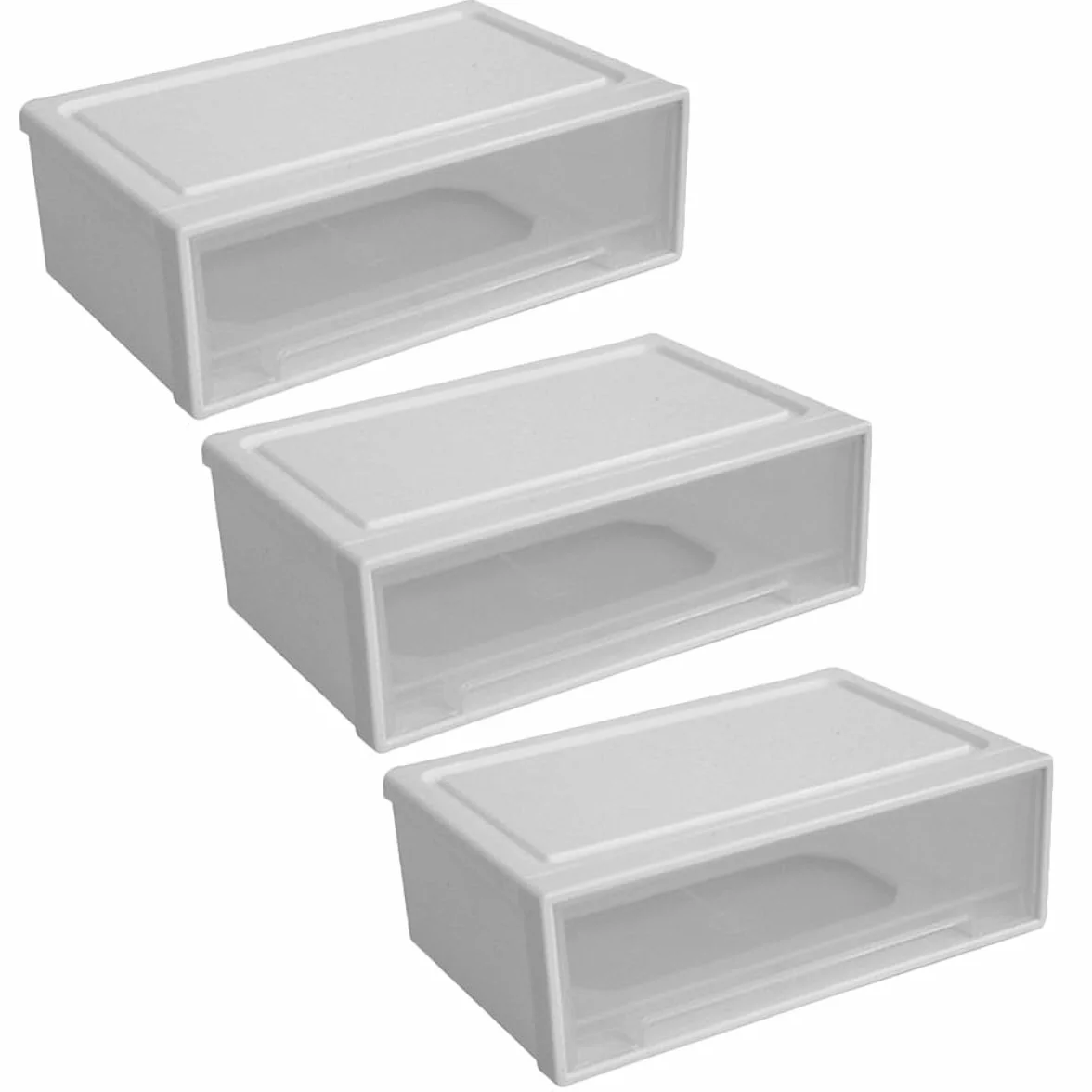 WOONEKY Organizer Cassetti per Trucco e Portaoggetti da Scrivania, Scatola di Immagazzinaggio Bianca in Plastica Resistente, Organizzatore per Cassetti Dell'armadio per Ufficio e Casa,