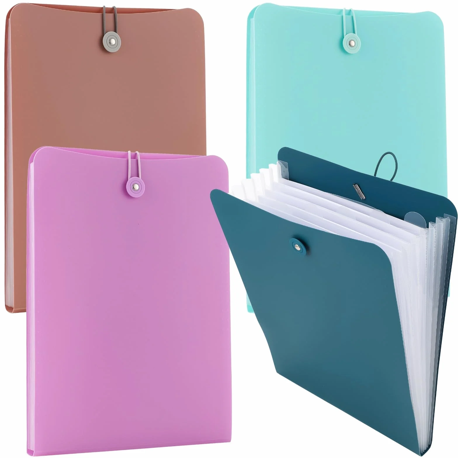 4 cartelline verticali espandibili a fisarmonica, 7 tasche, organizer in plastica per documenti formato A4, con chiusura elastica, per documenti, banconote, ricevute