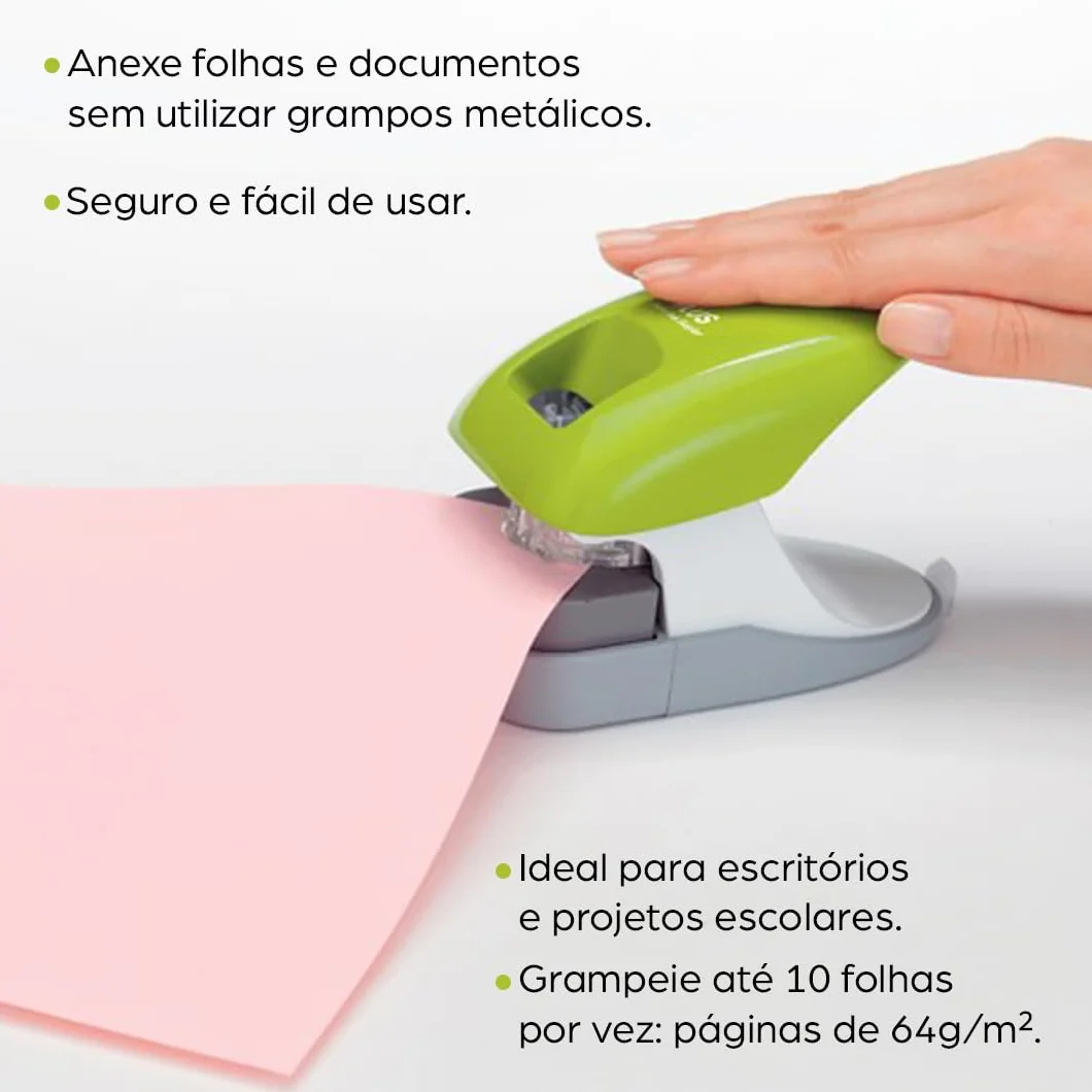 PLUS Giappone, cucitrice senza graffette, modello da tavolo, nero, capacità di pinzatura 10 fogli, confezione da 1 pezzo (1 x 1 cucitrice)