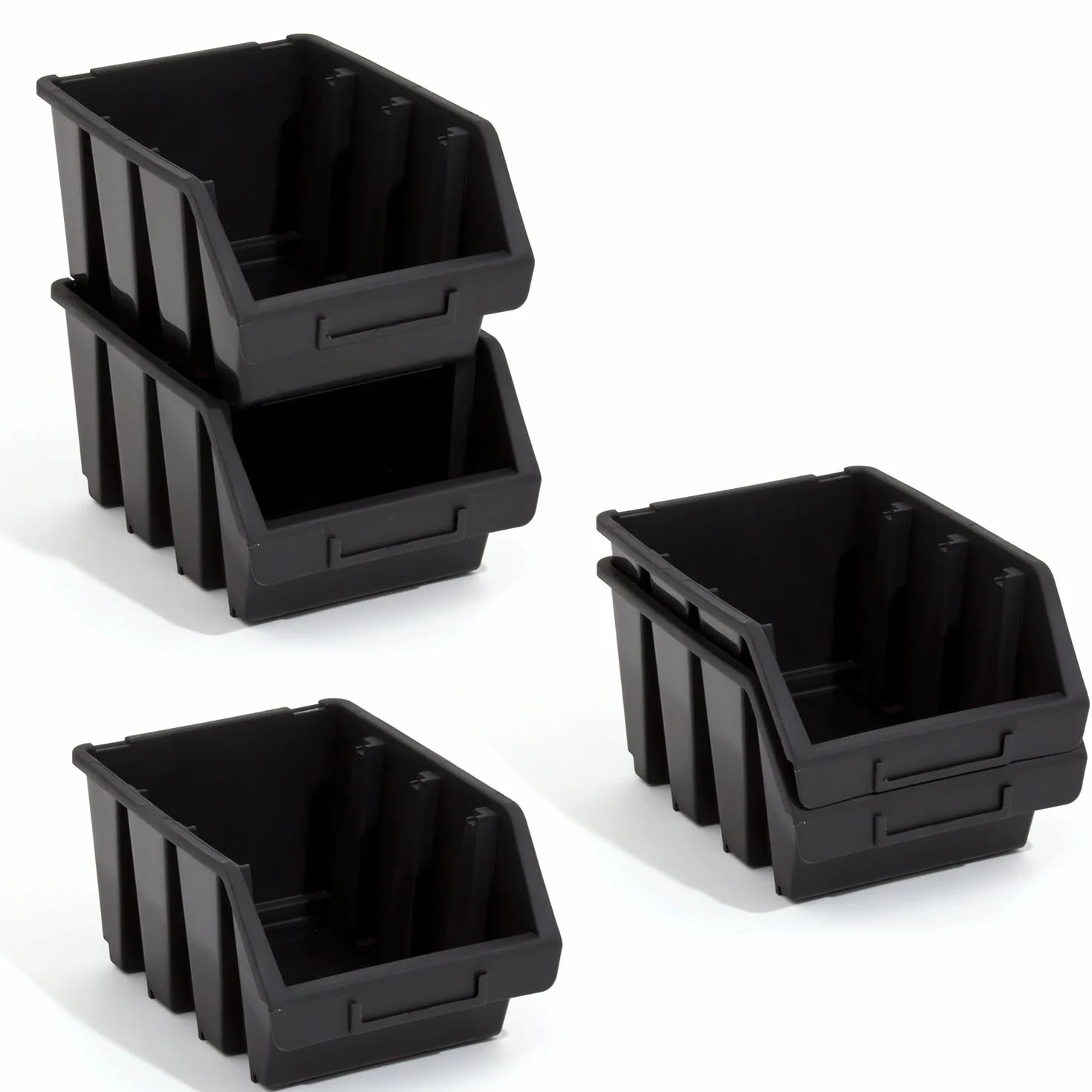 Ergobox Set 100 box di stoccaggio sovrapponibile 24 x 17 x 12,6 cm, misura 3, nero