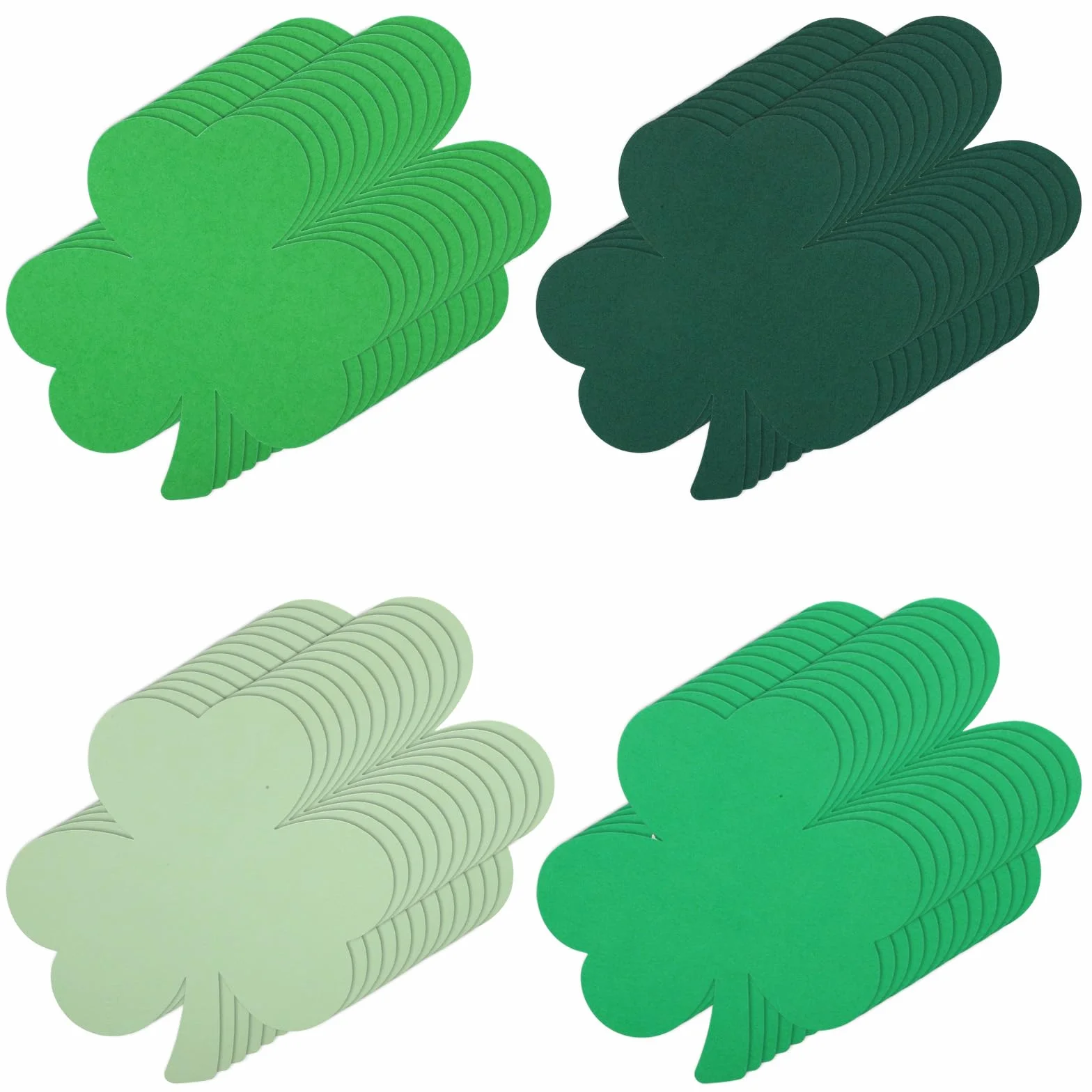 48pz Ritagli Trifoglio Design Bifacciale San Patrizio Decorazioni Verde Carta per Lavori Artigianali Fai Da Te