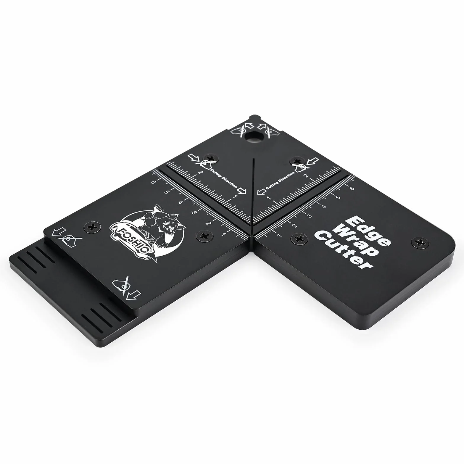 FOSHIO Tappetino da taglio in alluminio modello di taglio a linea retta, modello di taglio Edge Wrap Cuttermess, righello per misura precisa, coltello a bordo regolabile, strumenti fissi per vi