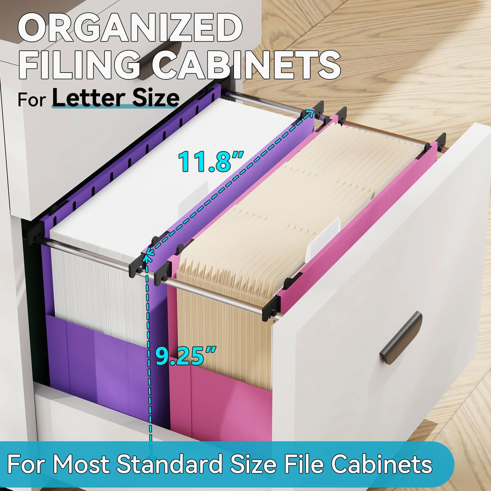 Cartella in plastica extra capiente da appendere, confezione da 12 cartelle espandibili da appendere, formato lettera, resistenti, espandibili da 7,6 cm, cartelle sospese rinforzate progettate