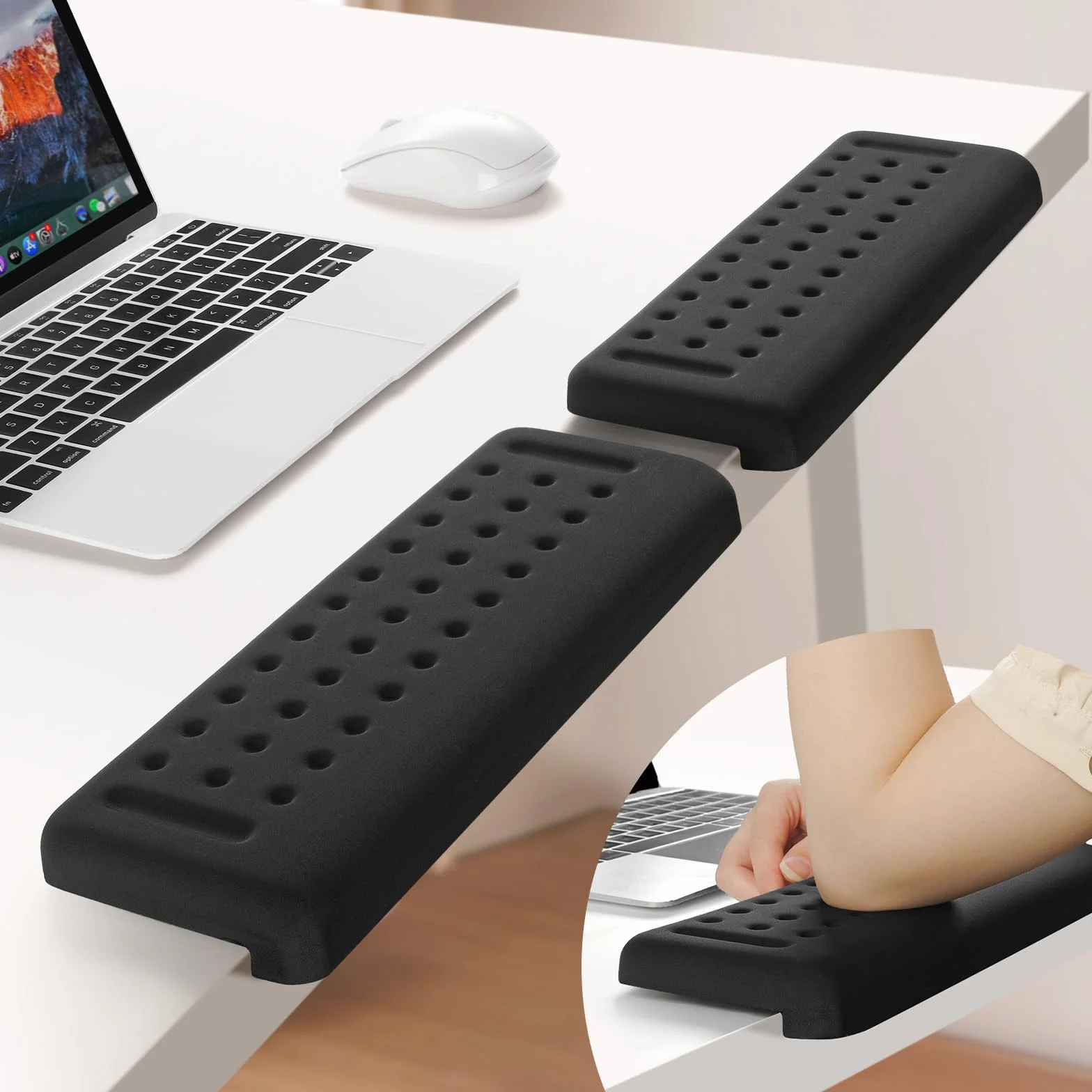 Sushret Cuscinetti Angolari a L per Scrivania, Set da 2 – Poggiagomiti in Memory Foam, Antiscivolo Ergonomico per Braccia e Avambracci