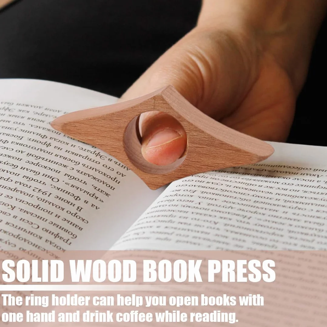 Ferma-pagine in Legno Massello con Anello, Accessorio per Lettura per Bambini e Adulti