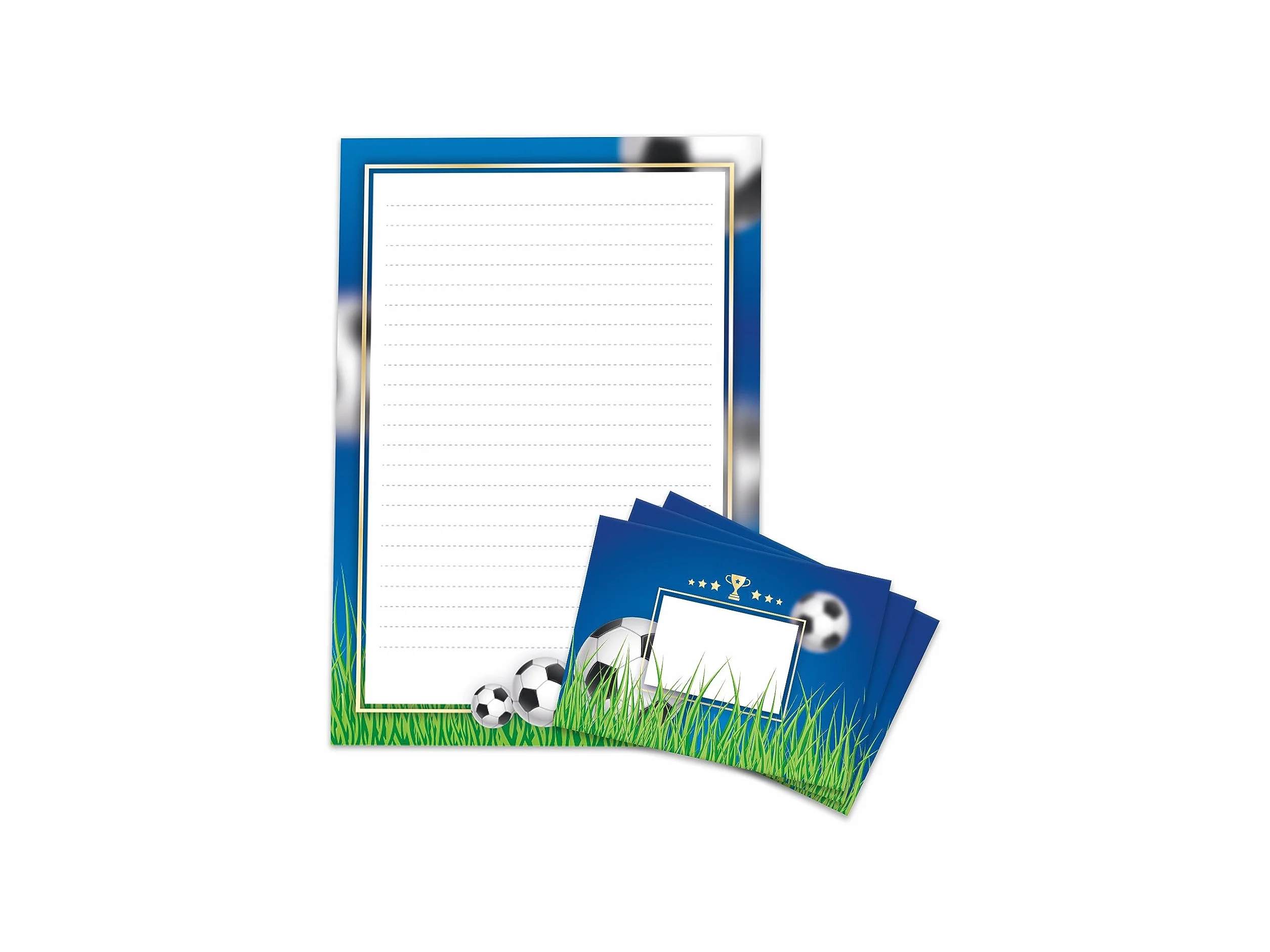 Calcio Set di Carta da Lettere A4 con Buste 25 Fogli 15 Buste Blu