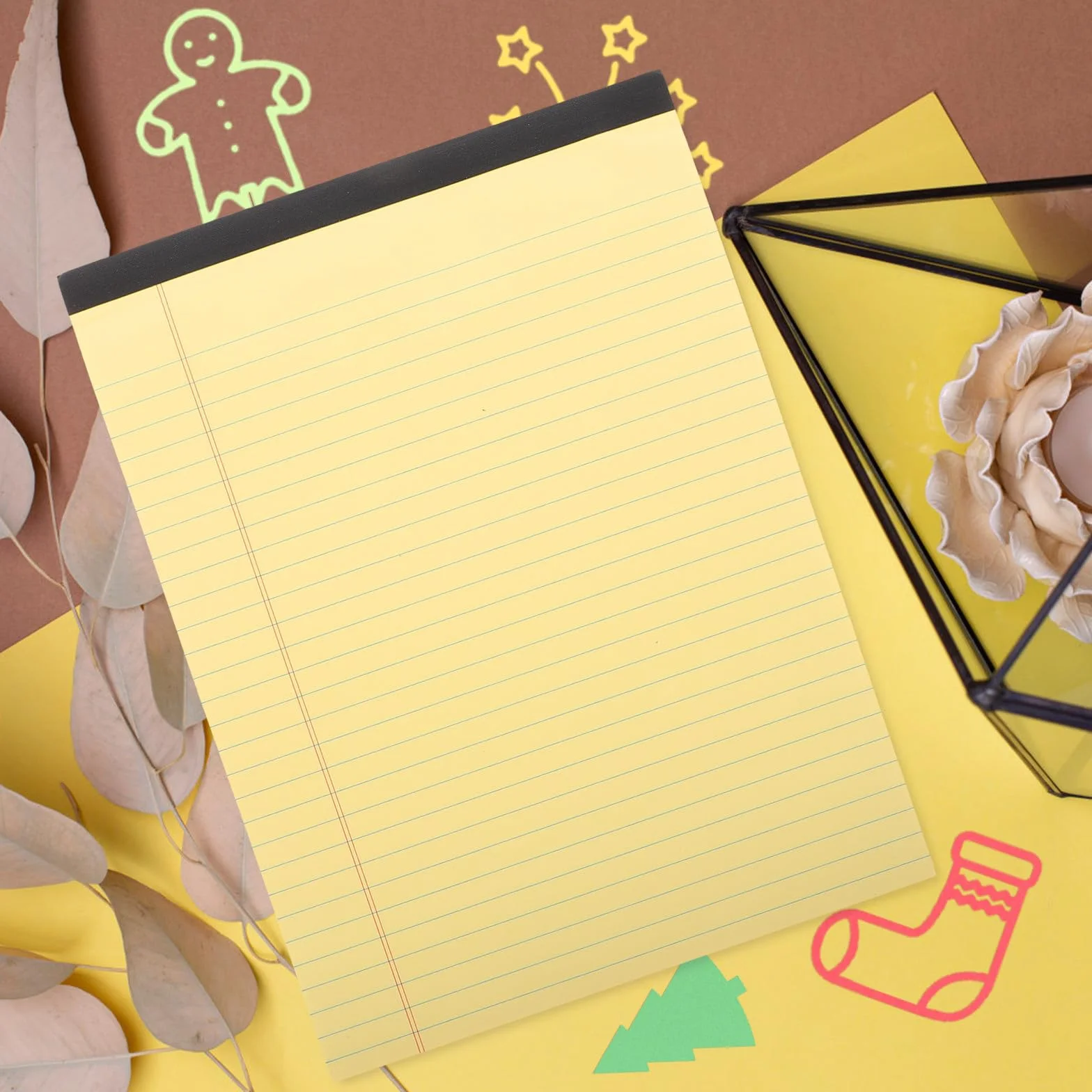 Outanaya Quaderno con Pagine Rigate e Layout a Sezioni Giallo 6 Pezzi A4 Blocco Note Portatile per Scuola, Ufficio e Appunti Professionali