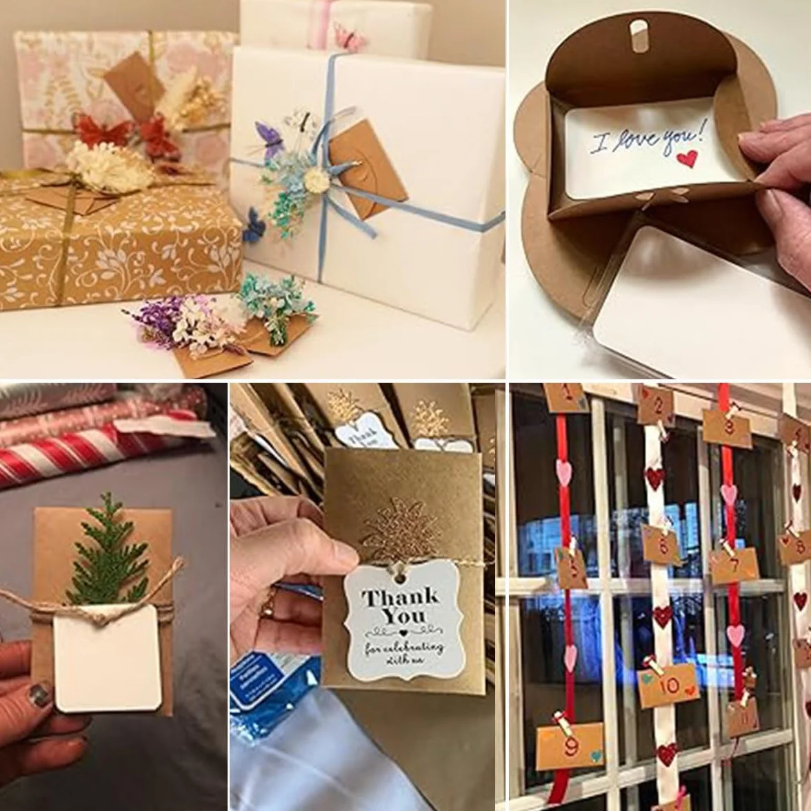 Buste Kraft Vuoti per Bomboniere Nozze, Mini Buste con Biglietti Auguri