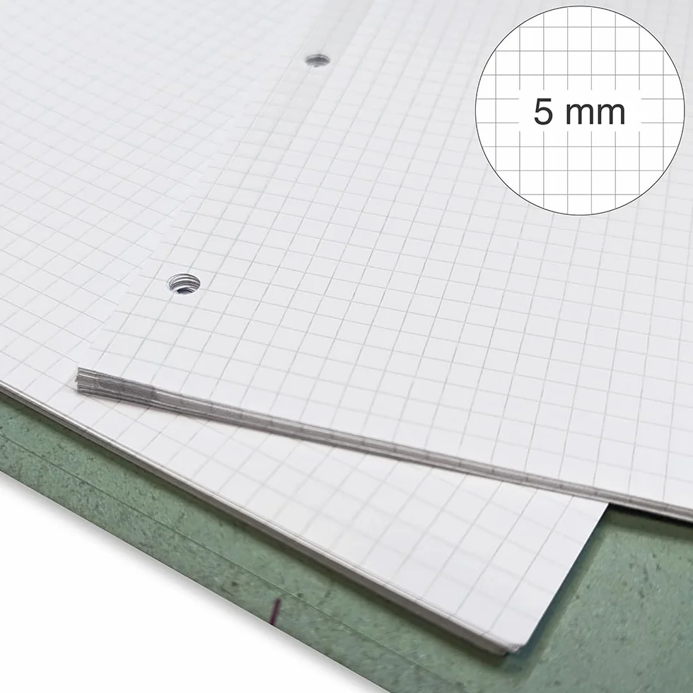BM BeMore Ricambi Bandup A4 Con Banda Rinforzata Rigatura 5Mm Quadretti Con Margini 40 Fogli Carta 90G/Mq