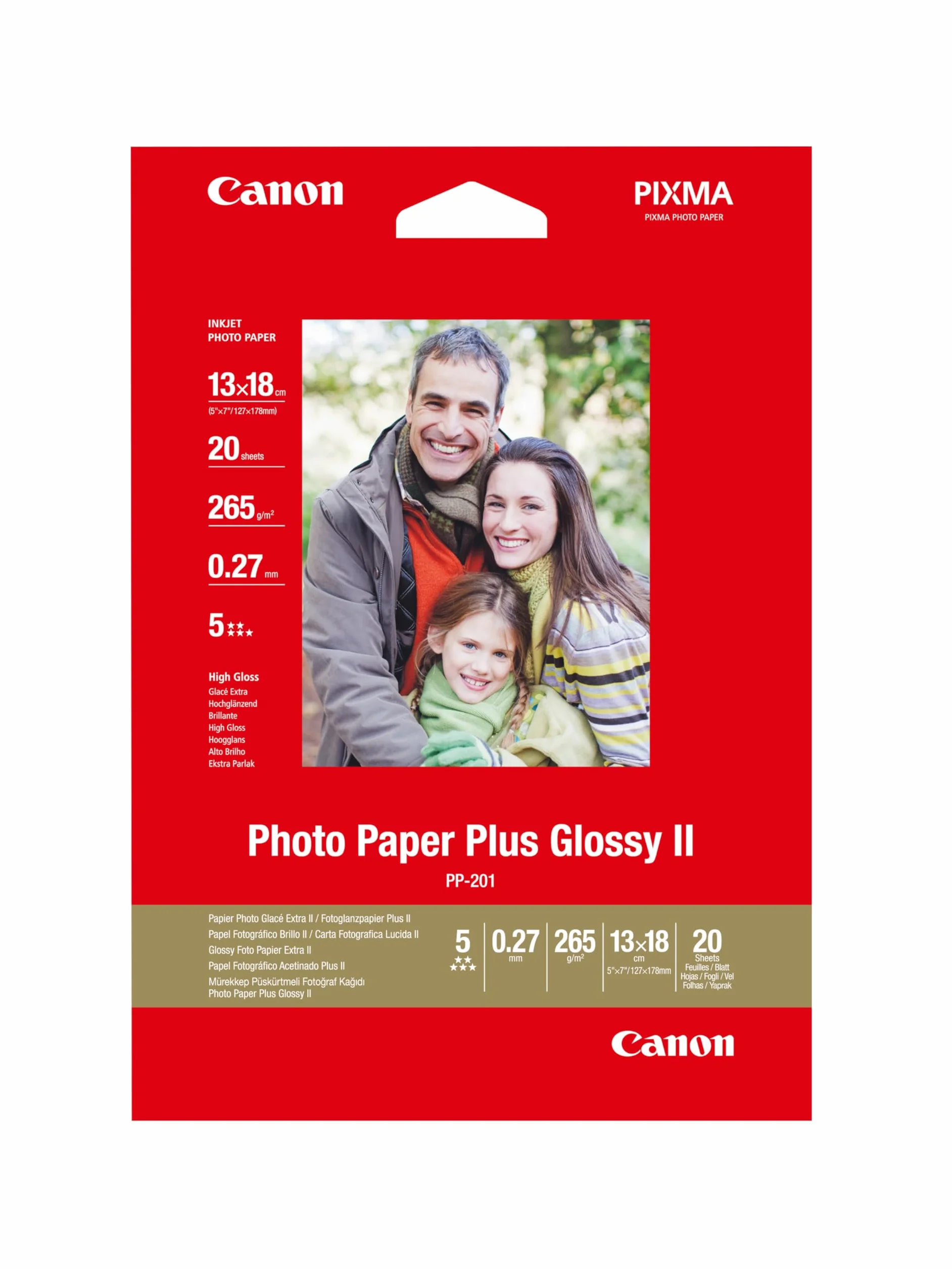 Canon PP-201 Carta Fotografica Lucida 13x18cm 20 fogli