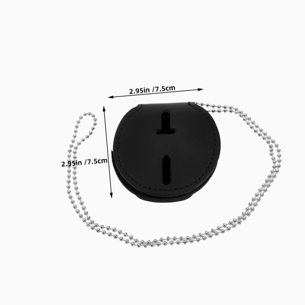 Porta Badge Circolare 7 Pezzi in Pu con Clip e Catena | Lega di Alluminio, Cordino da Collo Incluso, Nero, Uso Quotidiano e Eventi