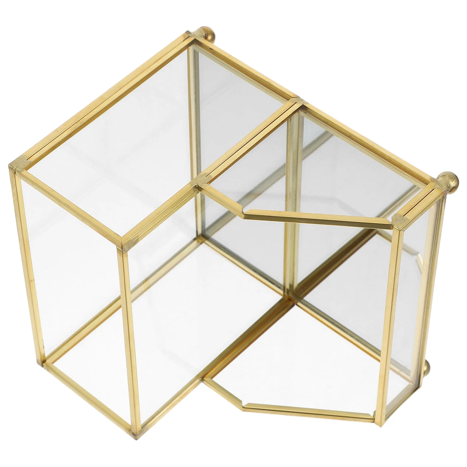 SHERCHPRY Porta Biglietti da Visita con Cornice Dorata Scatola Porta Biglietti da Visita Trasparente 11X11X9 CM Contenitore per Scrivania Professionale per Ufficio e Riunioni