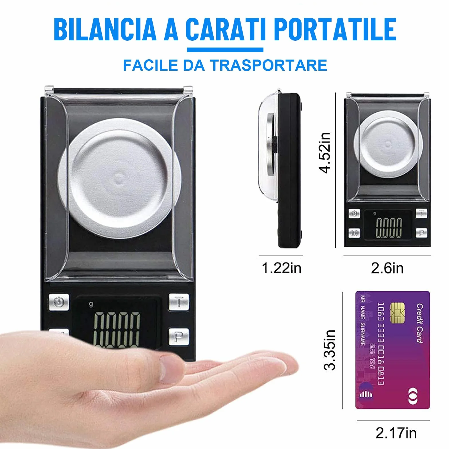 UNIWEIGH Milligrammo Scala 50g/0.001g Precisione Mini Carat Gram Bilancia Tascabile con Tara Display LCD
