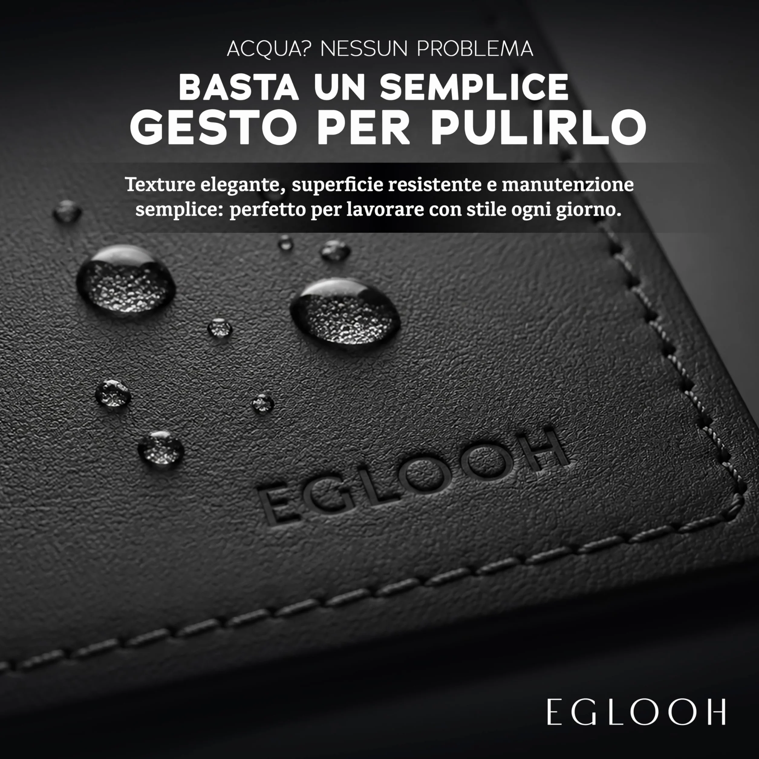 Eglooh Mercurio Sottomano Scrivania Angoli Squadrati Desk Pad Antiscivolo Tappetino Scrivania Cuoio Made in Italy
