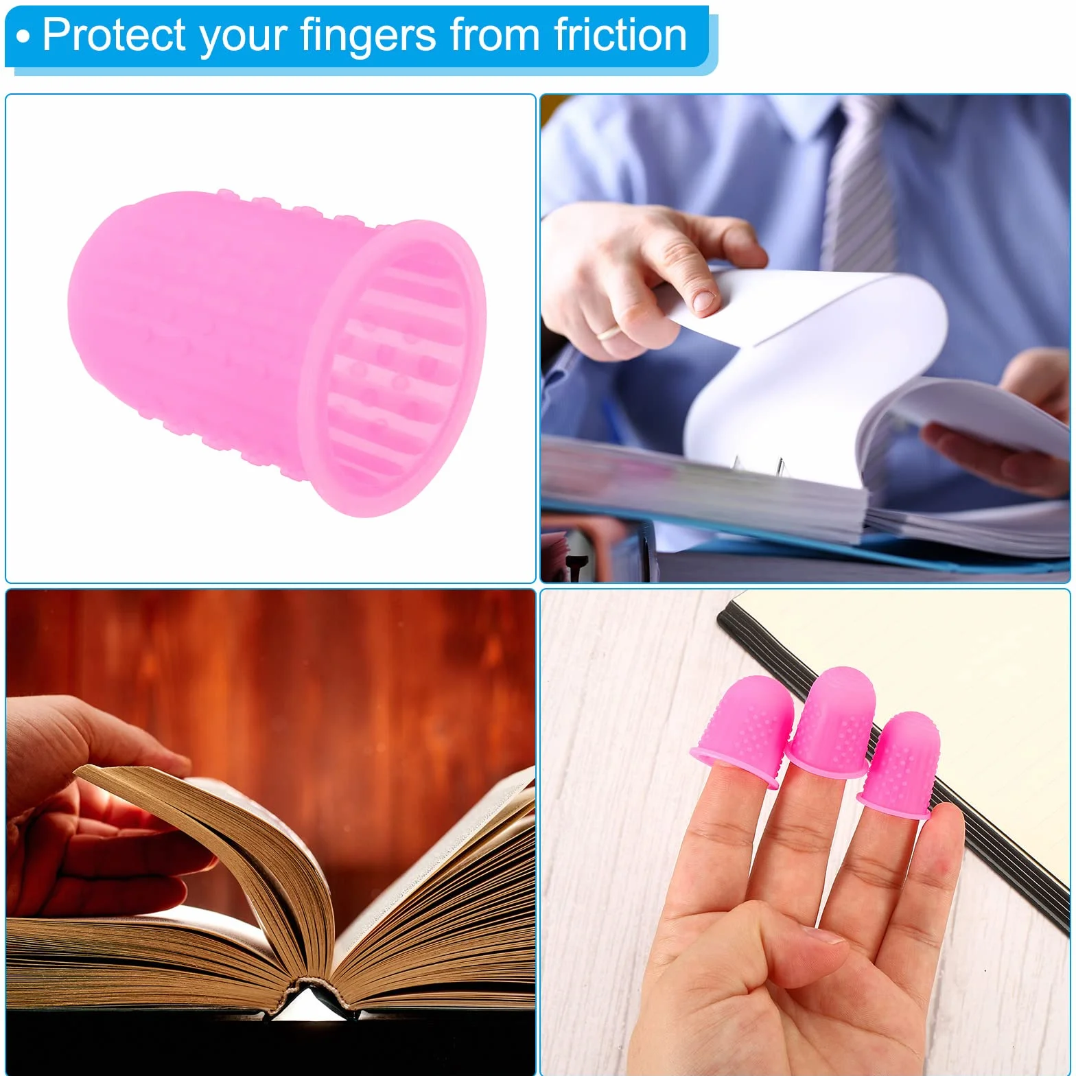 PATIKIL Silicone Polpastrelli Protezione Dita 10pz 0.59 Pollici Rosa