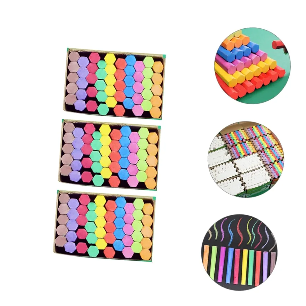 MAGICLULU Gessetti Colorati per Lavoro su Lavagna, Forma Esagonale, 3 Confezioni, per Scuola e Casa