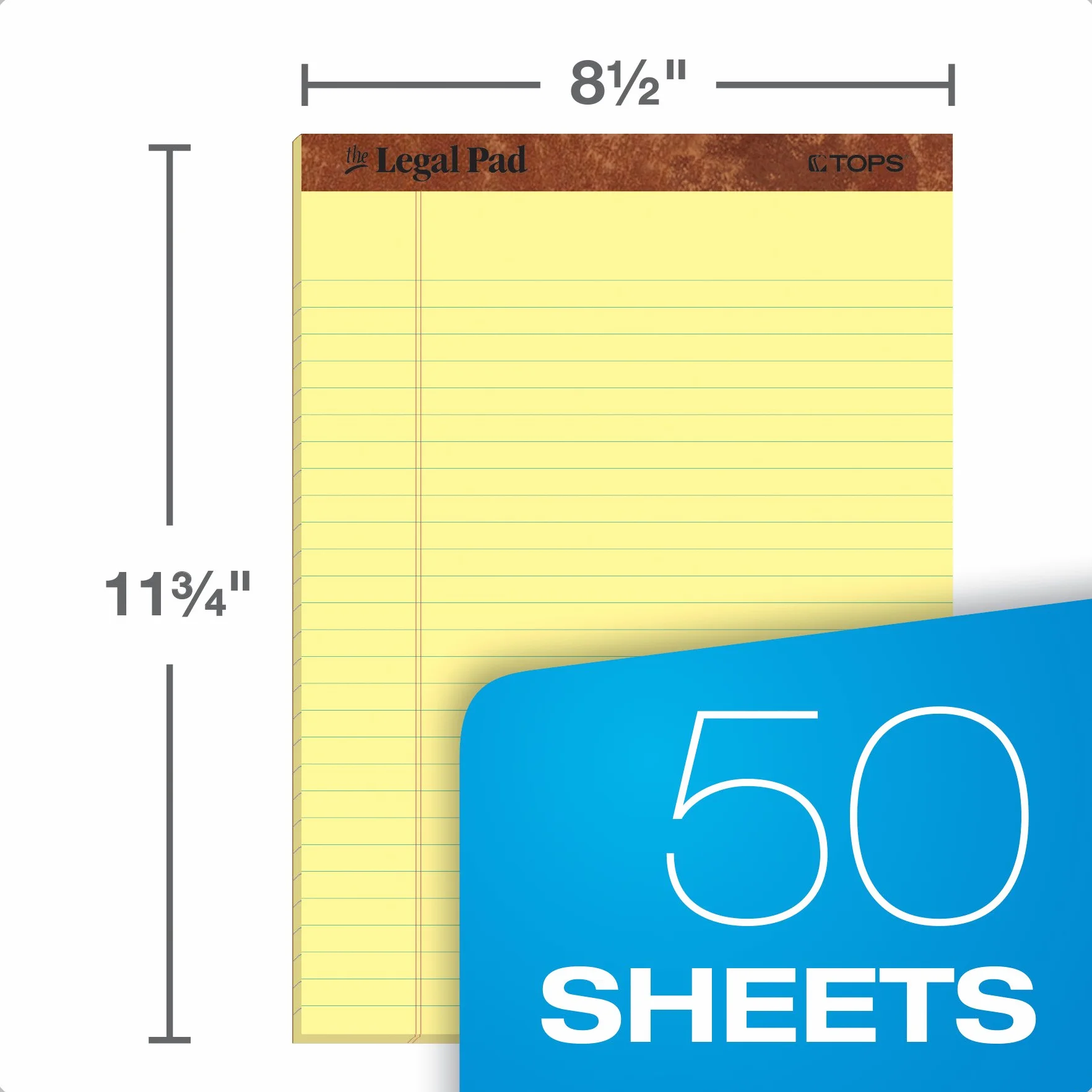 TOPS The Legal Pad 7532 Blocchi per scrivere 21,5 x 39,5 cm carta canarina 50 fogli confezione da 12