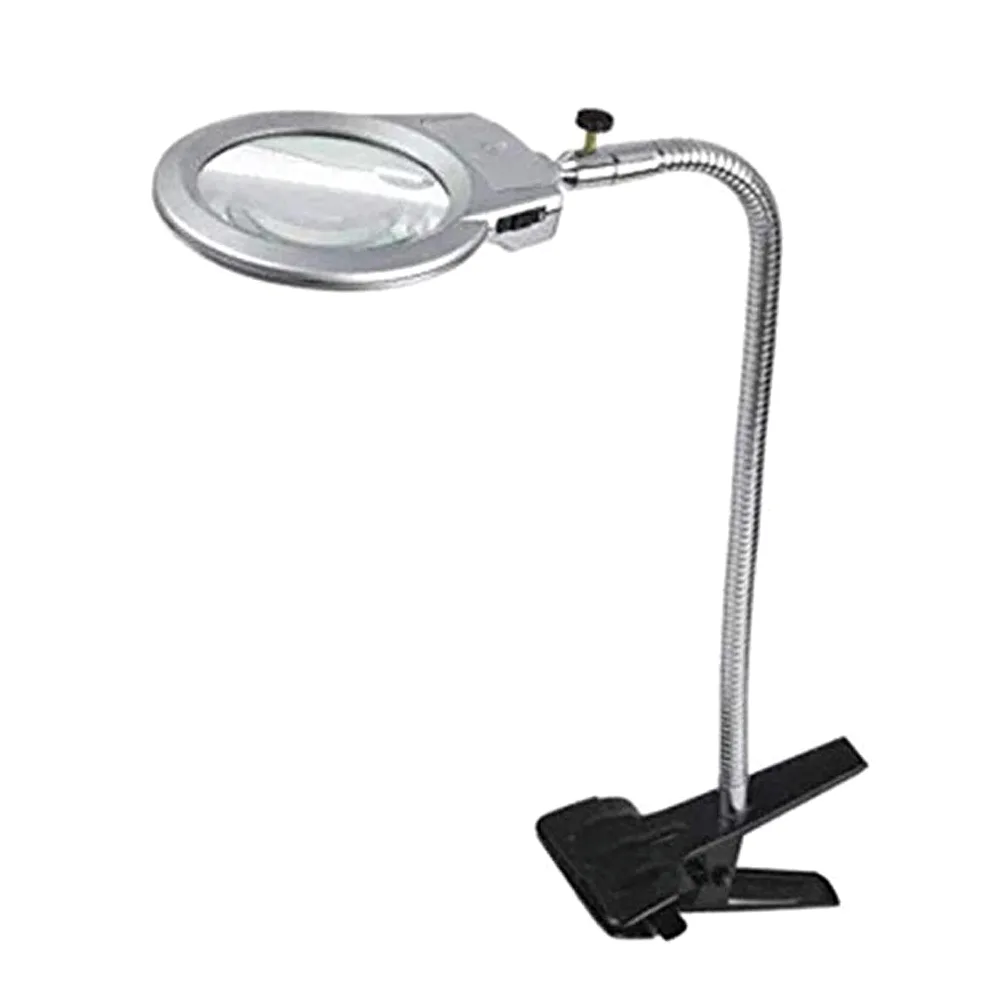 Lente d'Ingrandimento a Clip, Mani libere, Lampada da scrivania con Lente d'Ingrandimento per lavori ravvicinati, Supporto da Tavolo con Lente d'Ingrandimento a Collo D'Oca e Luce
