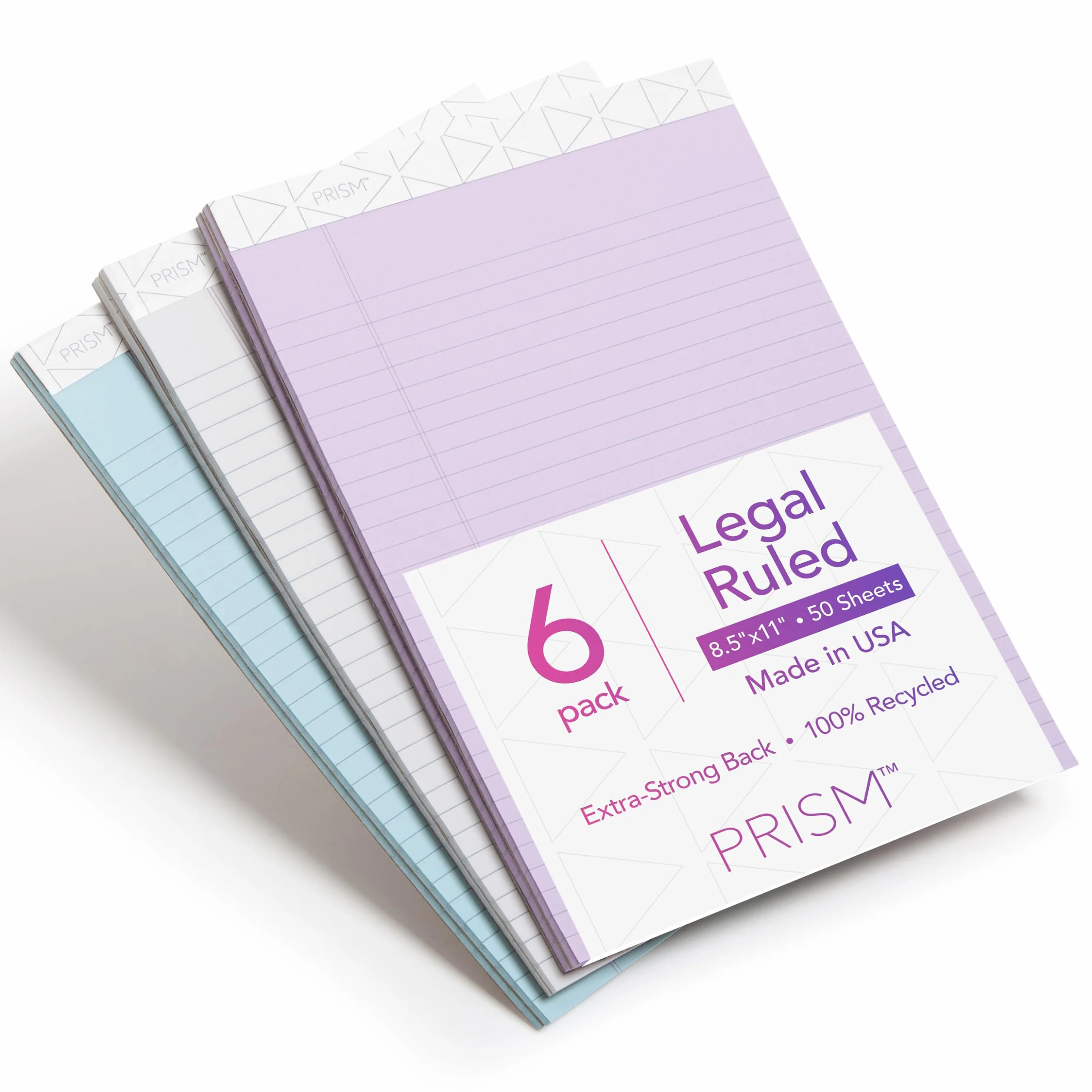 Tops Prism Plus Legal Pad 8 1/2 x 11 3/10 2cm Perforated Assorted Colors Legal Wide Rule 50 Sheets 6 Pads