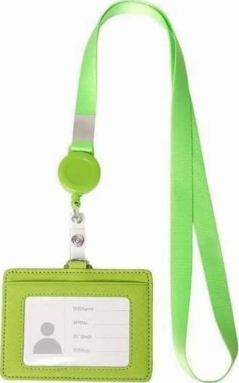 Portabadge Id Card, 4 custodie for PC ID porta badge in pelle PU cordino retrattile targhetta for il nome maniche portatili for ufficio scolastico semplici(Groen)