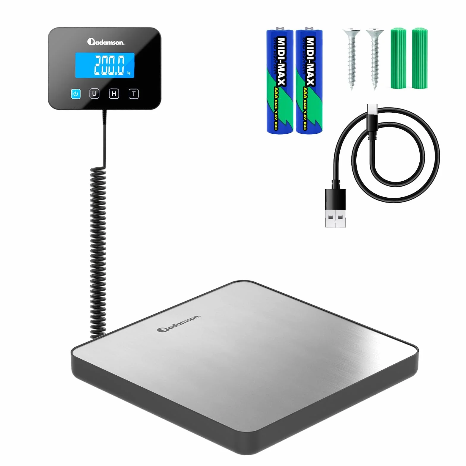 Bilancia Professionale 200 kg/10 g Alta Precisione con Funzione Hold/Tara per Pacchi Bagagli Uso Industriale