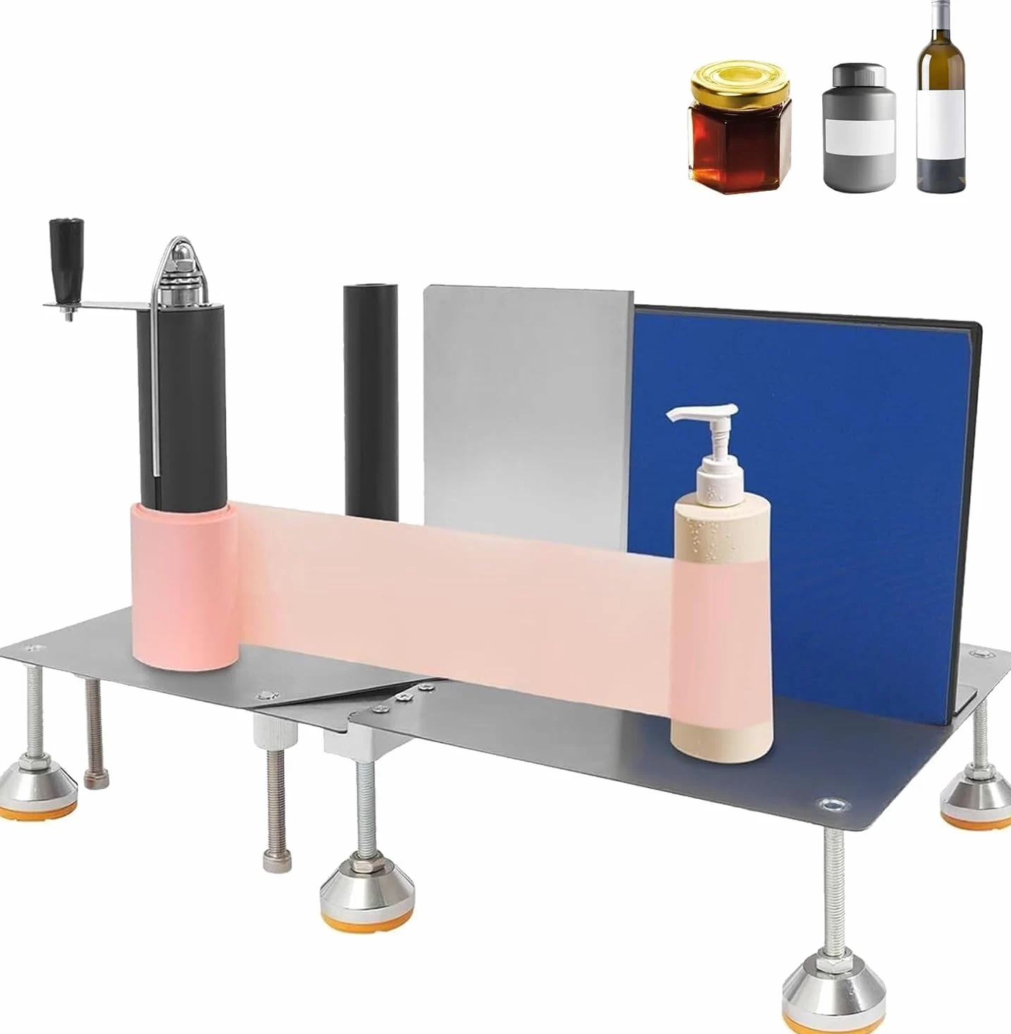 Etichettatrice Manuale per Bottiglie con Altezza Regolabile, Adatta a Bottiglie Rotonde, quadrate e poligonali, Ideale per Piccole Imprese.