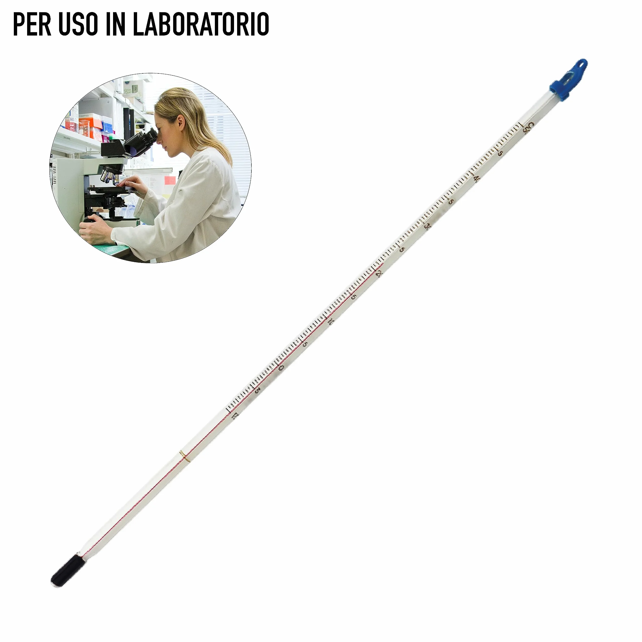 Termometro da laboratorio in vetro -10 a +50 °C precisione 0,5 °C