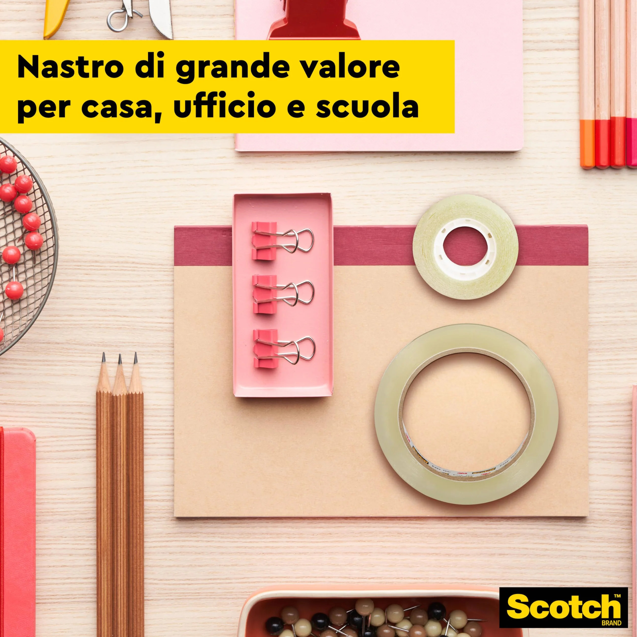 Scotch Nastro Adesivo Trasparente 10 Rotoli 15 mm x 33 m Multiuso Forte e Duraturo